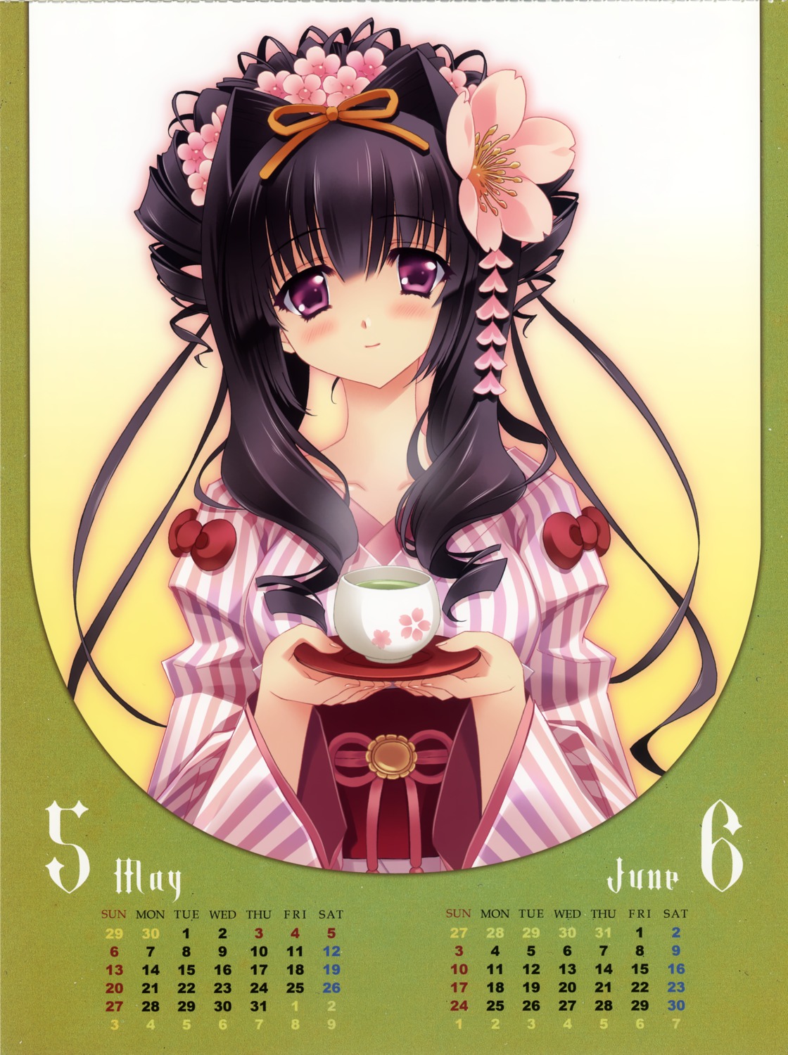 calendar carnelian hello_kitty kimono miyabi_sakuya