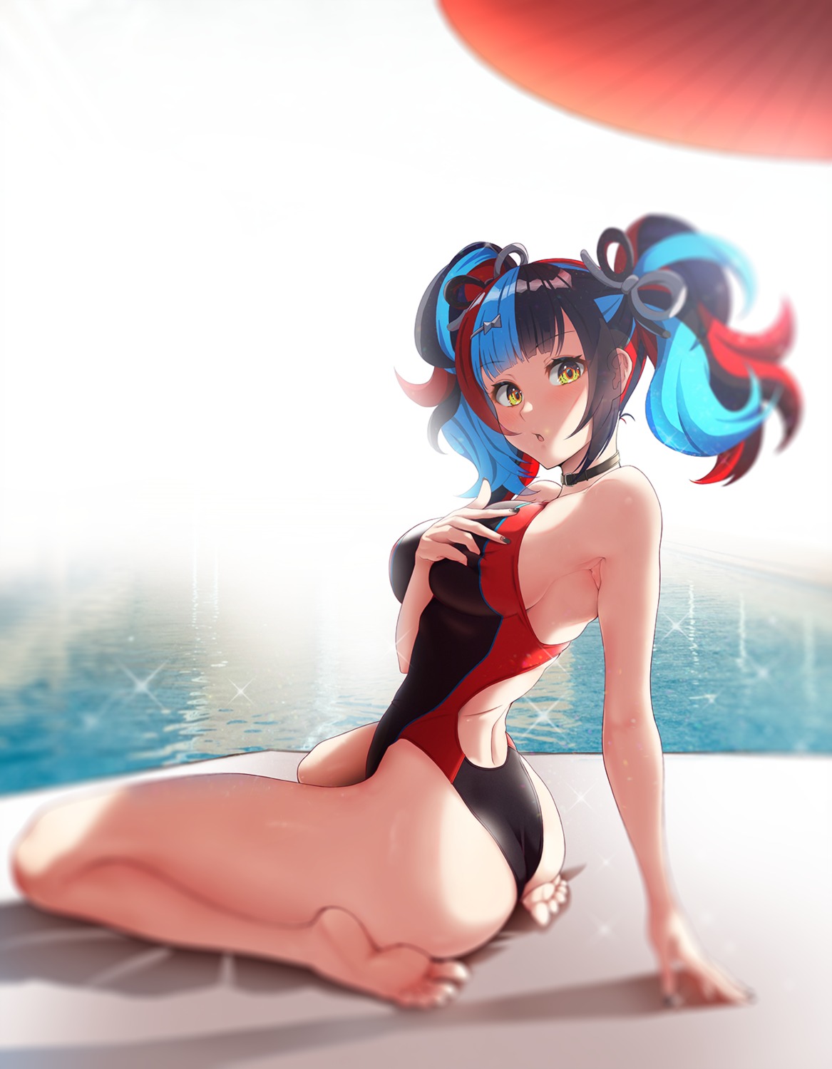 ass breast_hold fate/grand_order sei_shounagon_(fate) solar_(happymonk) swimsuits