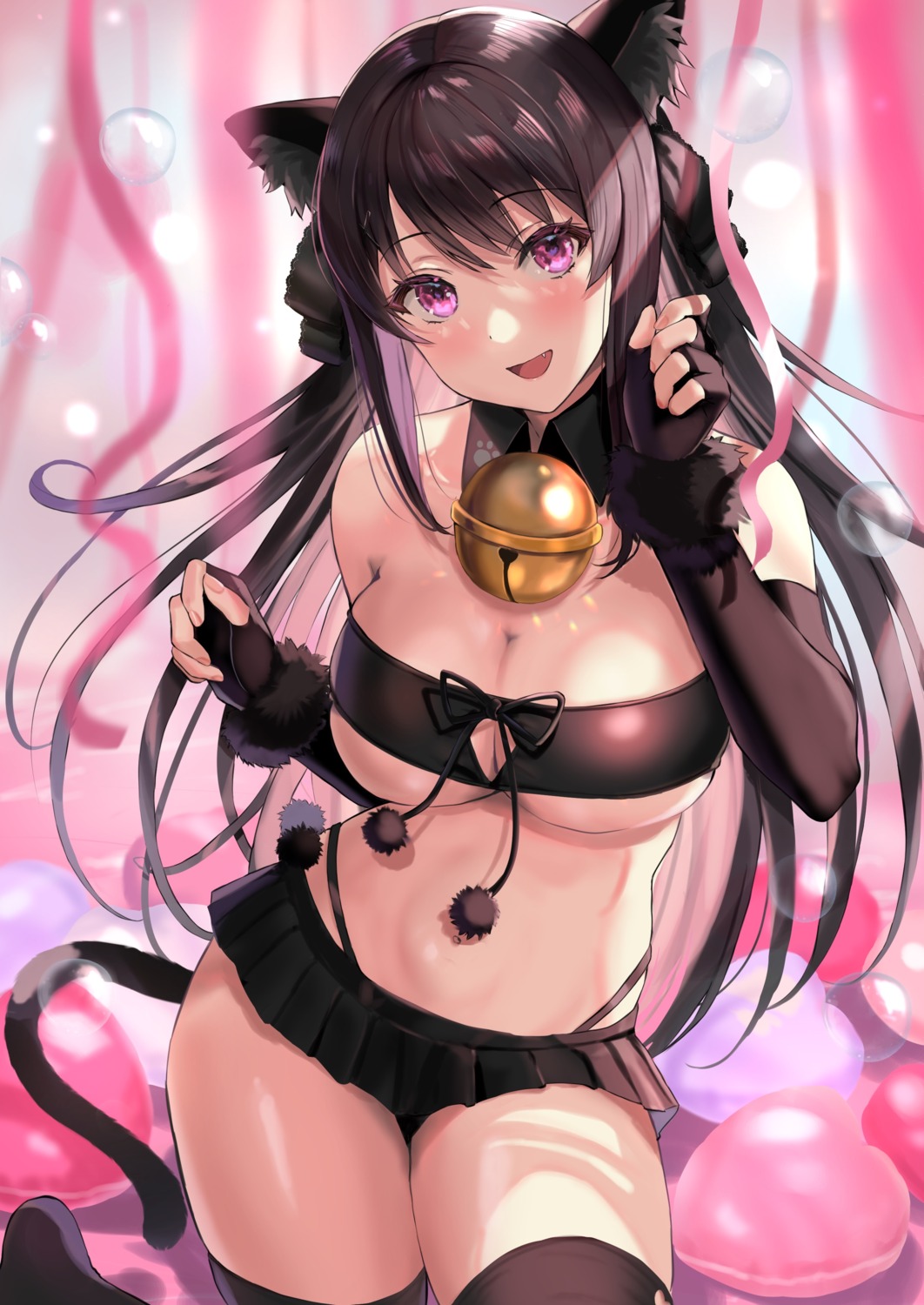 animal_ears ao_no_kanata_no_four_rhythm bra nekomimi pantsu sakamuke tail thighhighs tobisawa_misaki