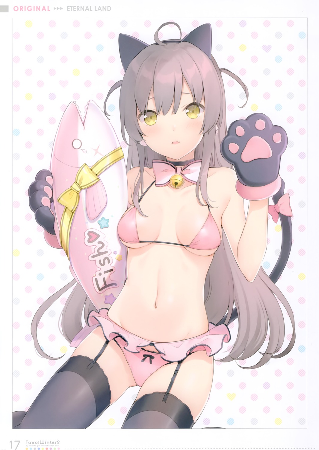 6u animal_ears bra eternal_land pantsu stockings thighhighs underboob