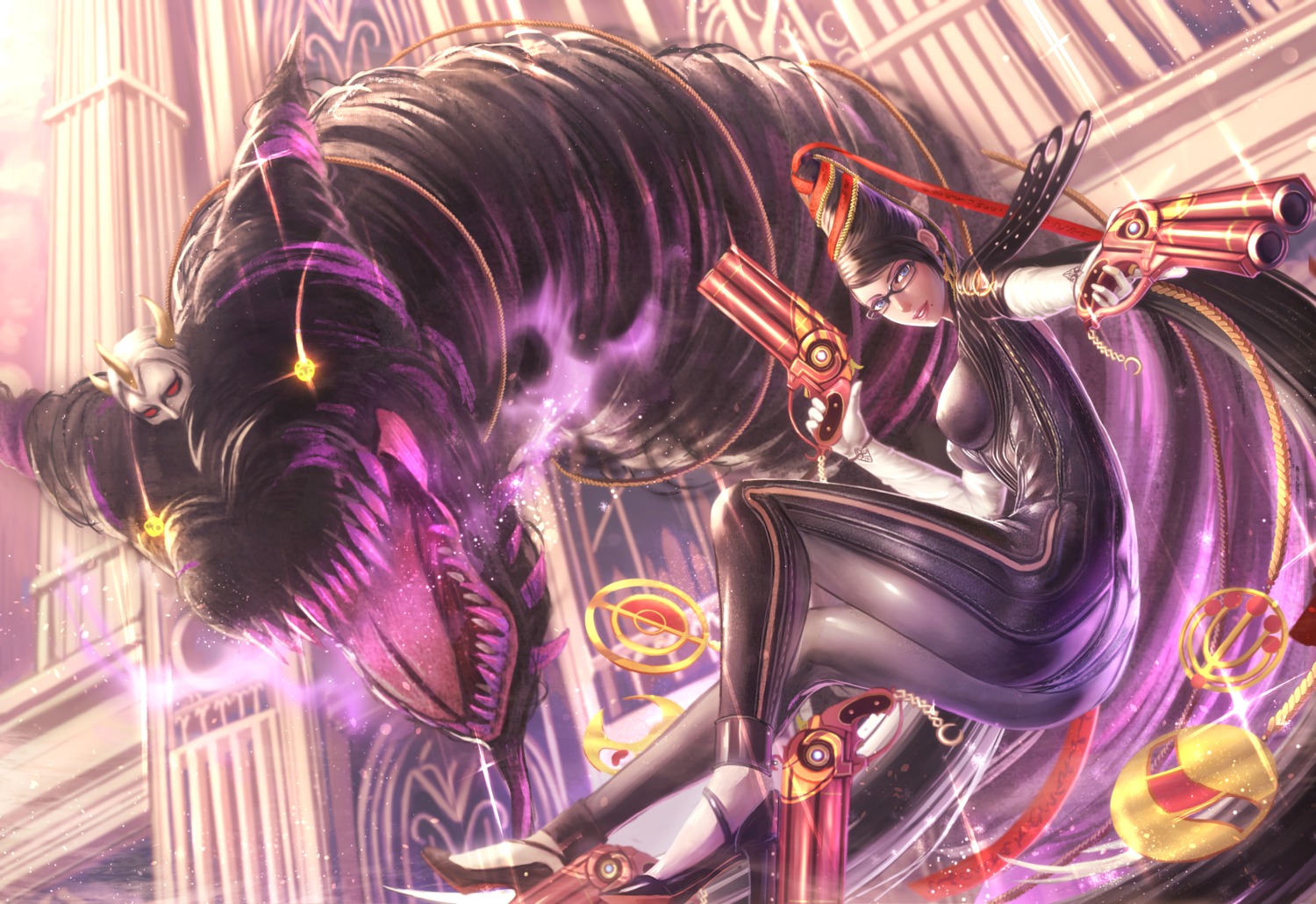 bayonetta bayonetta_(character) bodysuit gun heels megane yazuwo