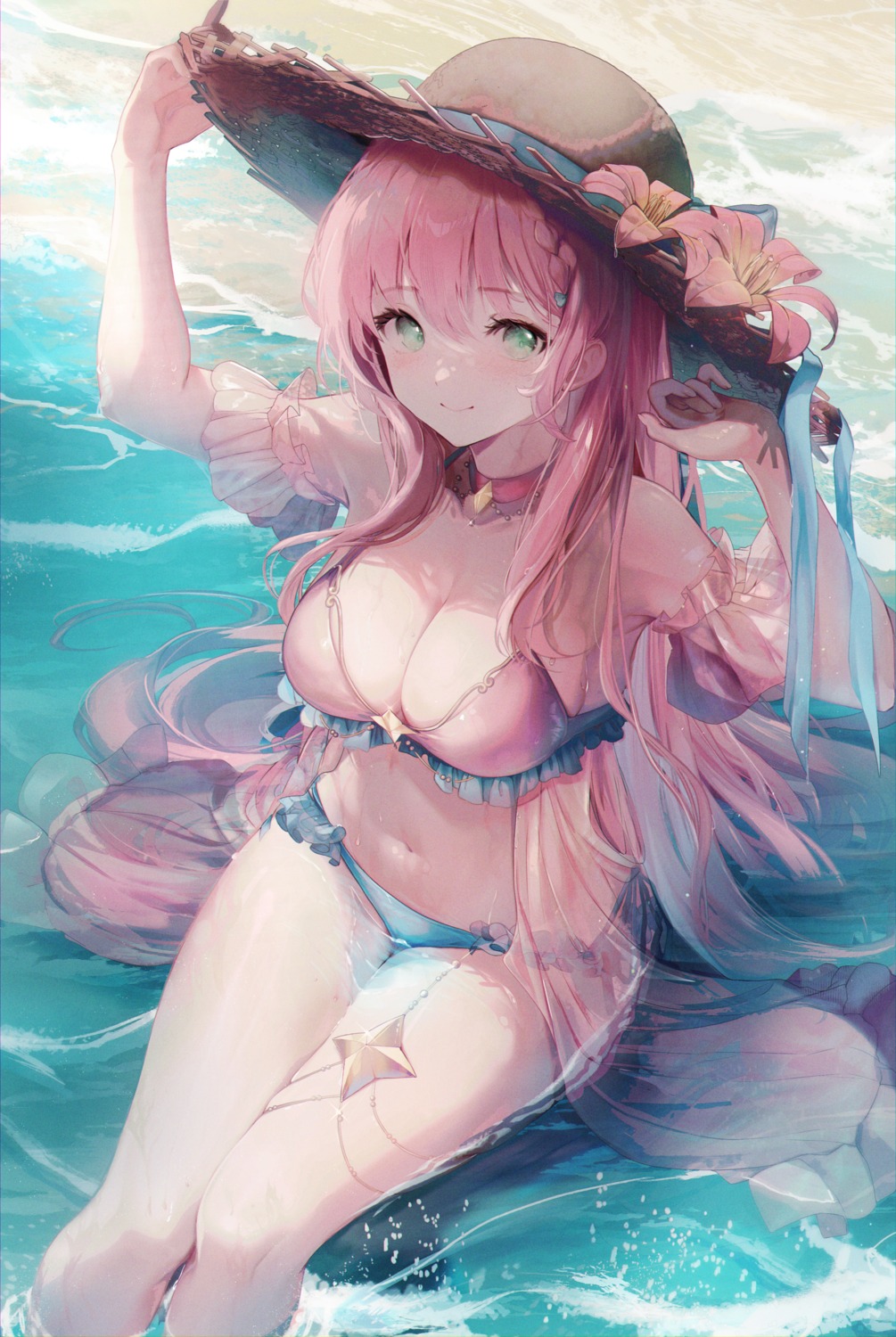 bikini kagefumi see_through swimsuits wet wet_clothes