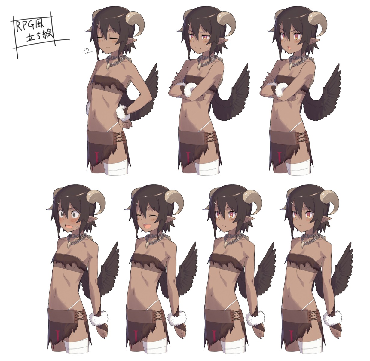 bandages bikini cleavage expression horns kinta_(distortion) pointy_ears swimsuits torn_clothes wings