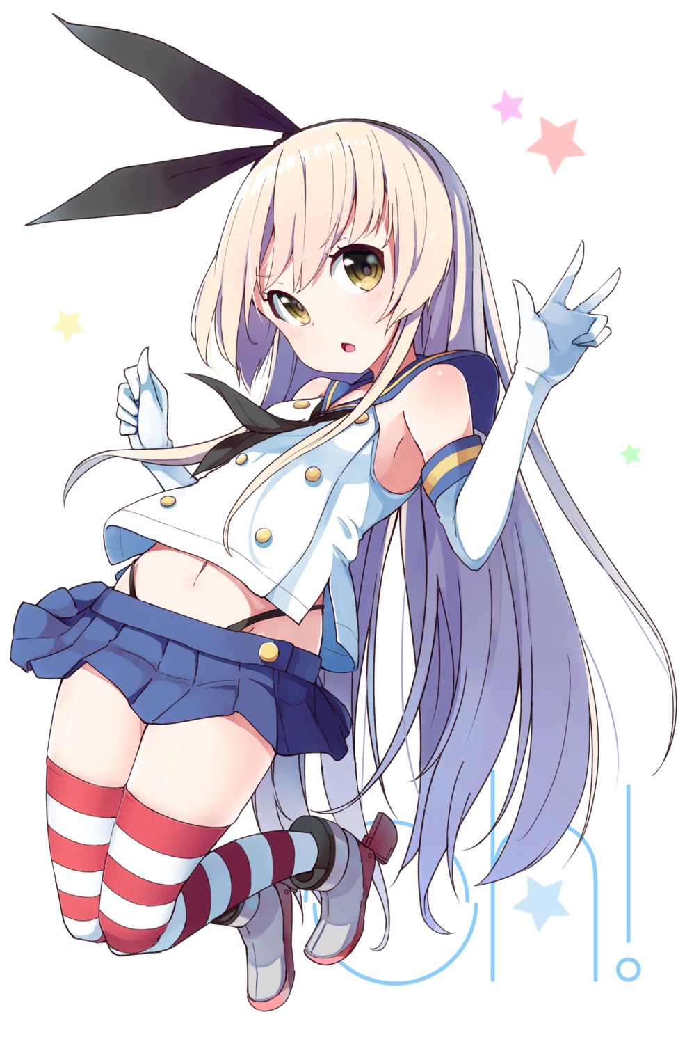 heels kantai_collection okota_mikan shimakaze_(kancolle) skirt_lift thighhighs