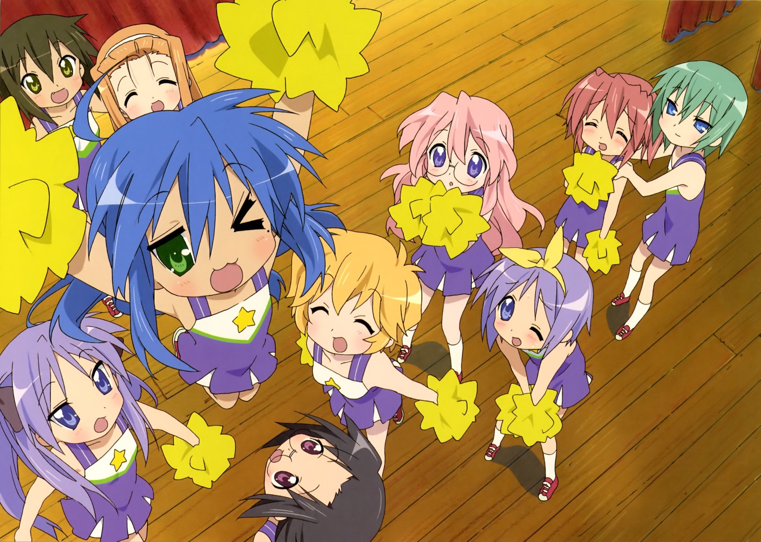 cheerleader hiiragi_kagami hiiragi_tsukasa horiguchi_yukiko iwasaki_minami izumi_konata kobayakawa_yutaka kusakabe_misao lucky_star minegishi_ayano patricia_martin takara_miyuki tamura_hiyori