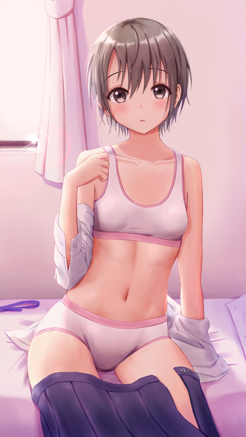 bra masuku_(saint_mask) open_shirt otokura_yuuki pantsu seifuku the_idolm@ster the_idolm@ster_cinderella_girls