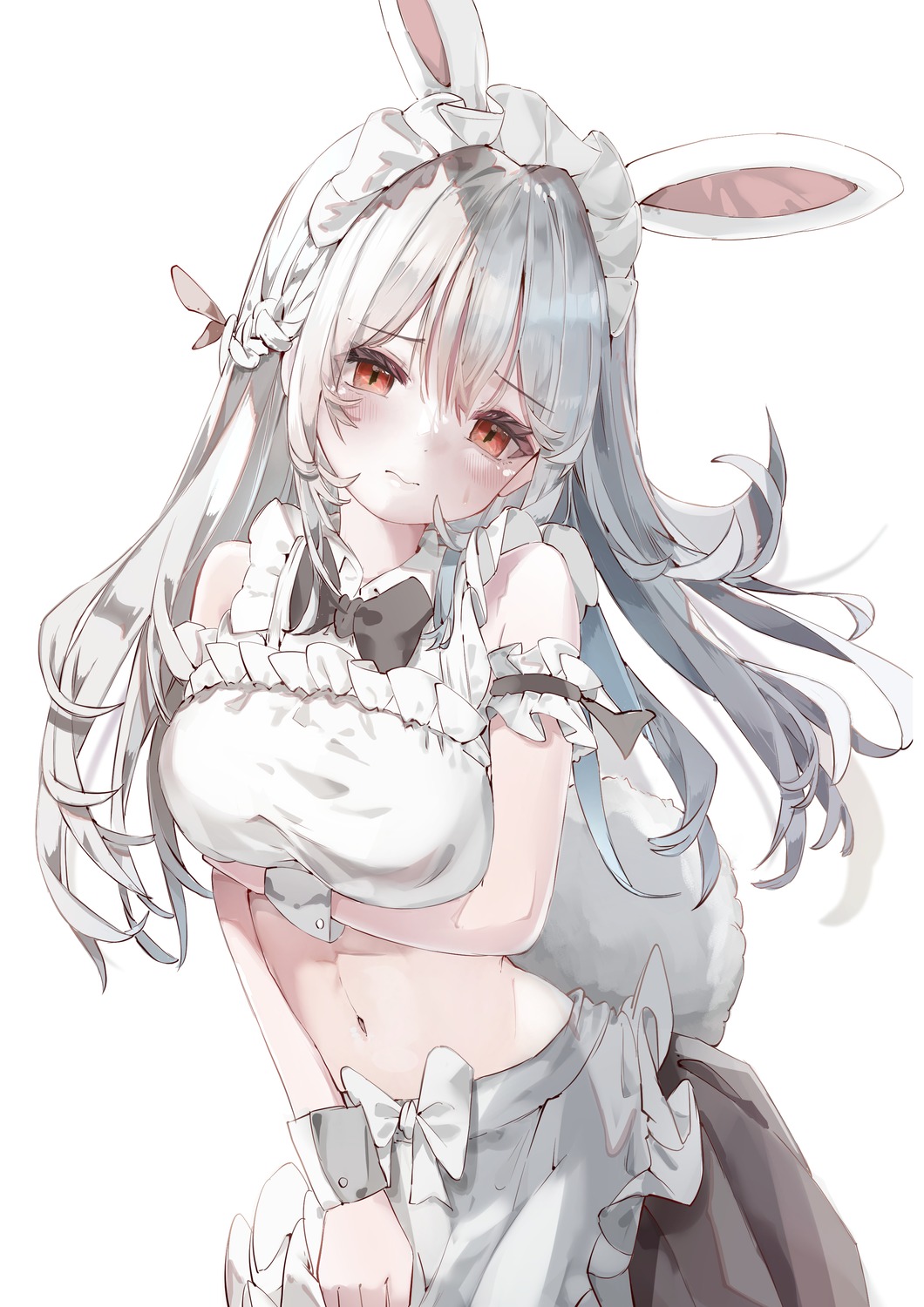 animal_ears breast_hold bunny_ears komi_eshi maid tail