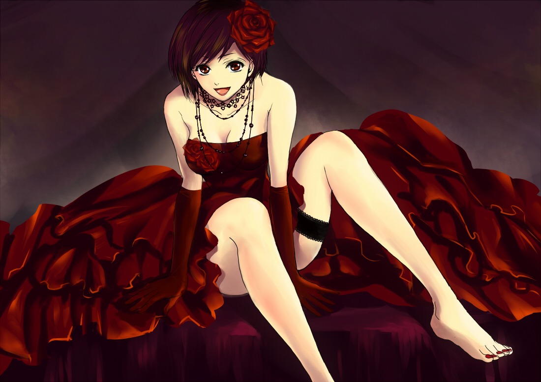 cleavage dress garter meiko sanho vocaloid