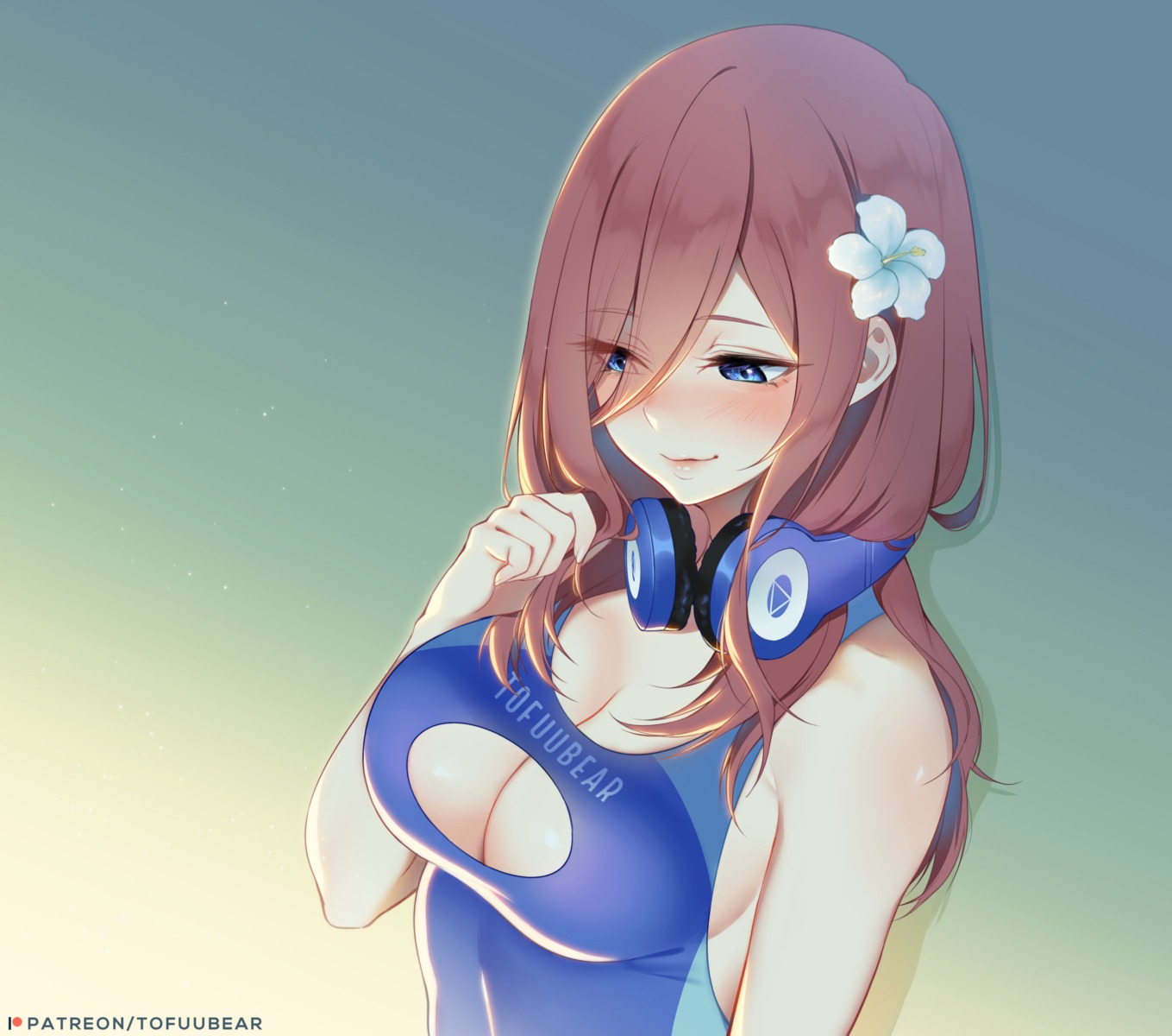 5-toubun_no_hanayome headphones nakano_miku swimsuits tofuubear