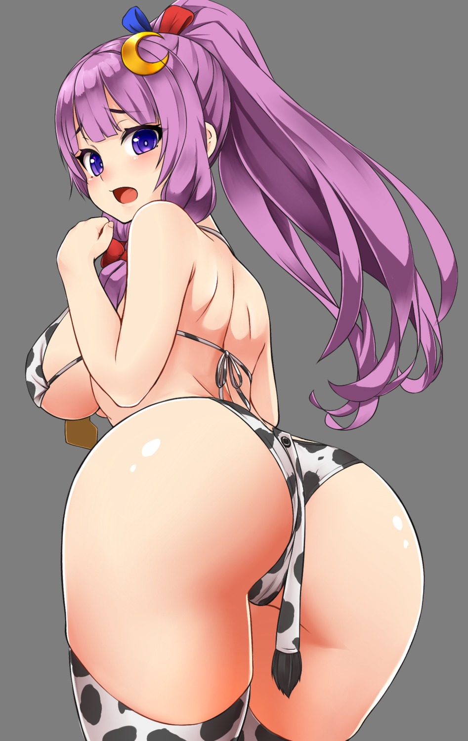 ass bikini cameltoe patchouli_knowledge shiron swimsuits tail thighhighs thong touhou transparent_png