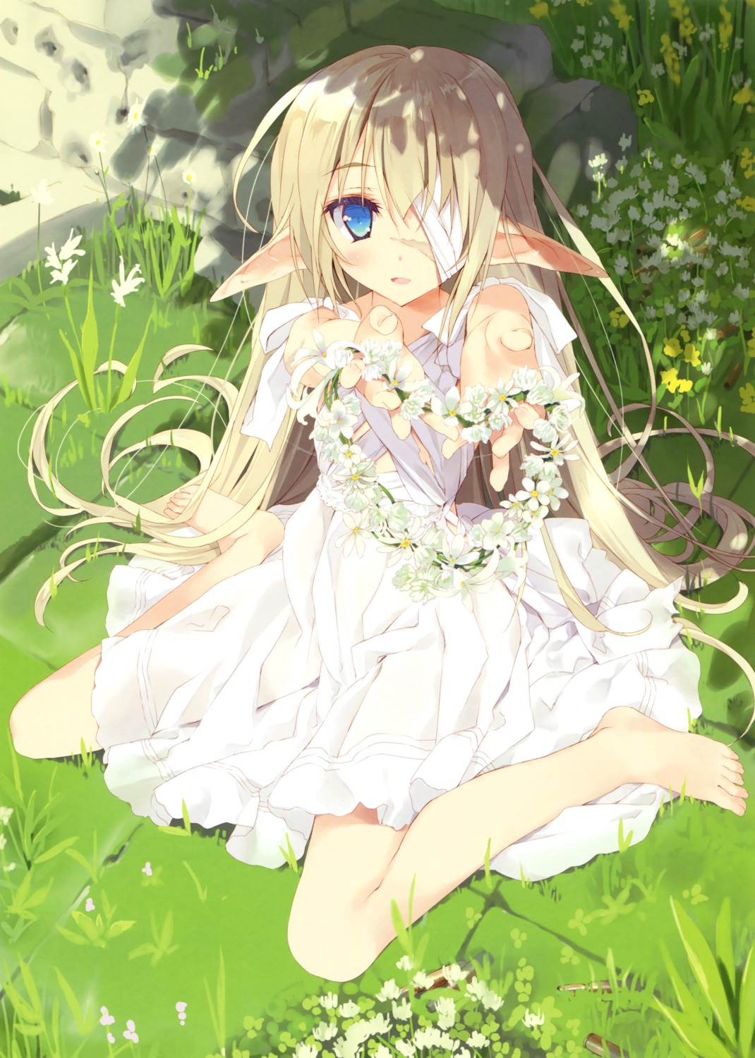 bandages dress elf pointy_ears tsurusaki_takahiro