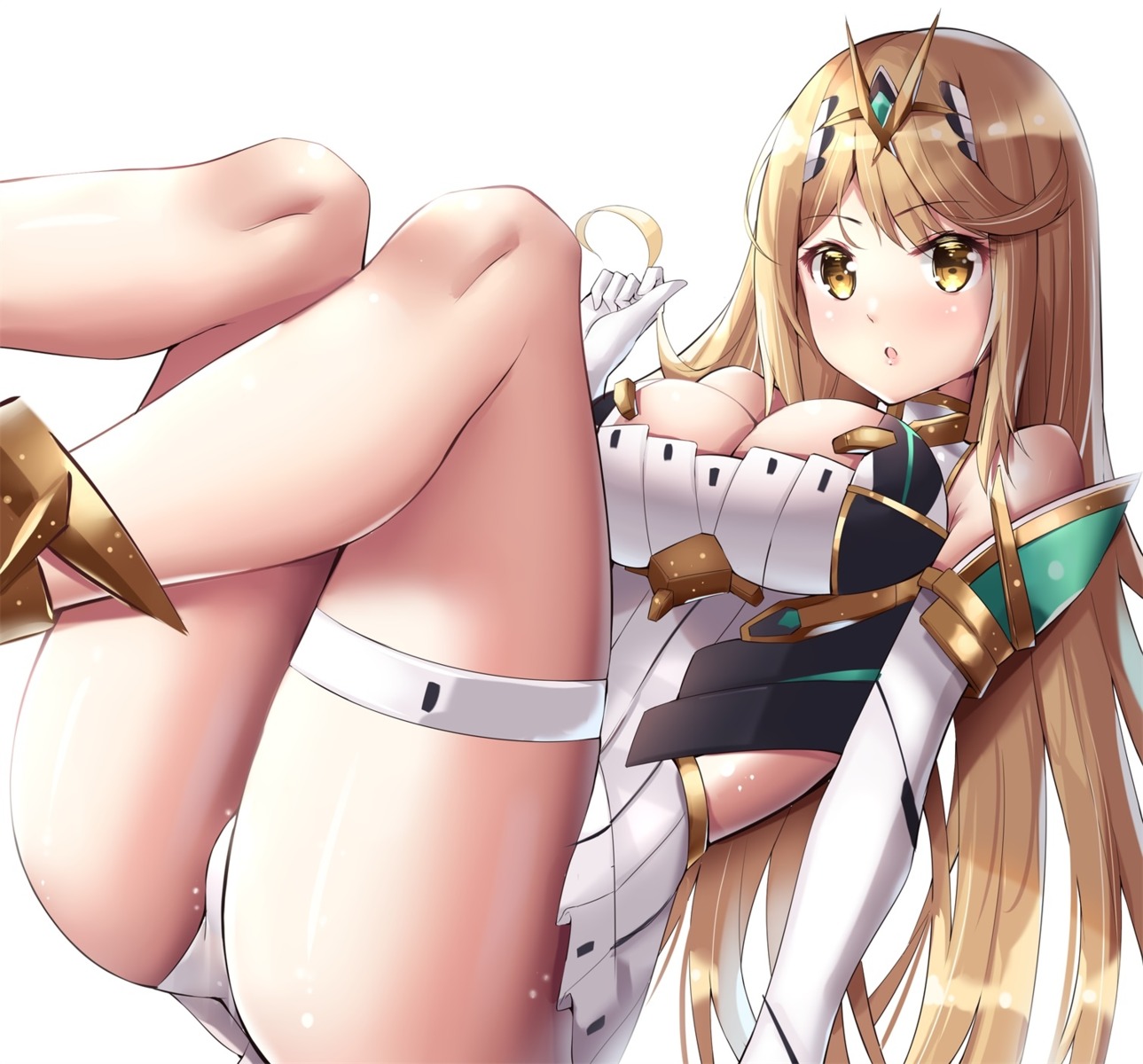 armor cleavage dress eol_9 garter hikari_(xenoblade_2) pantsu skirt_lift xenoblade xenoblade_chronicles_2