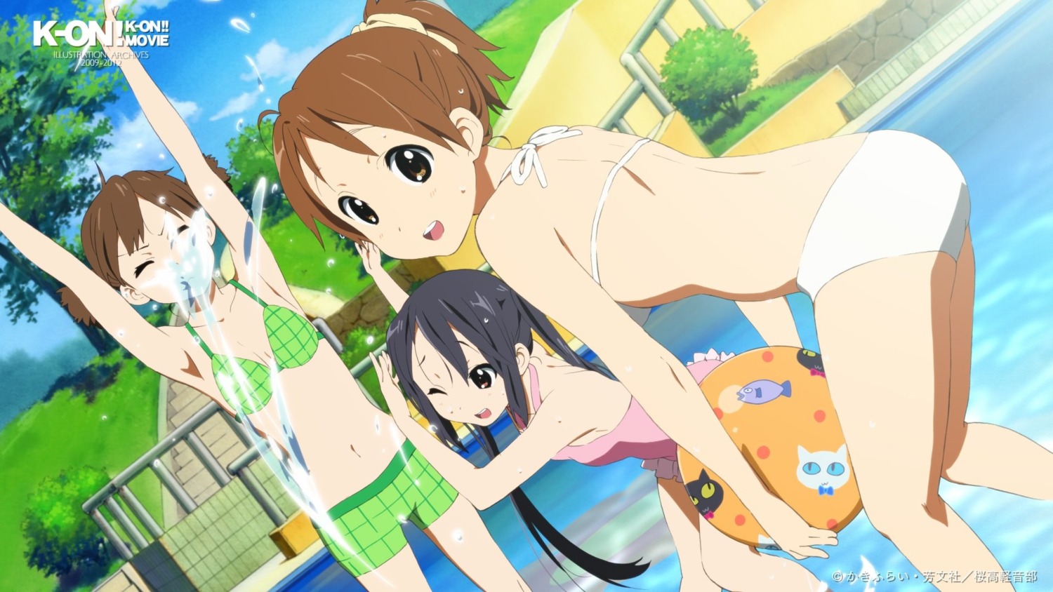 bikini hirasawa_ui horiguchi_yukiko k-on! nakano_azusa suzuki_jun swimsuits wallpaper wet