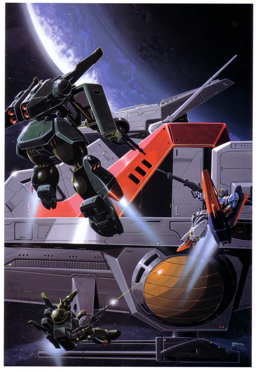 gundam hi_zack mecha okawara_kunio zeta_gundam zeta_gundam_(mobile_suit)