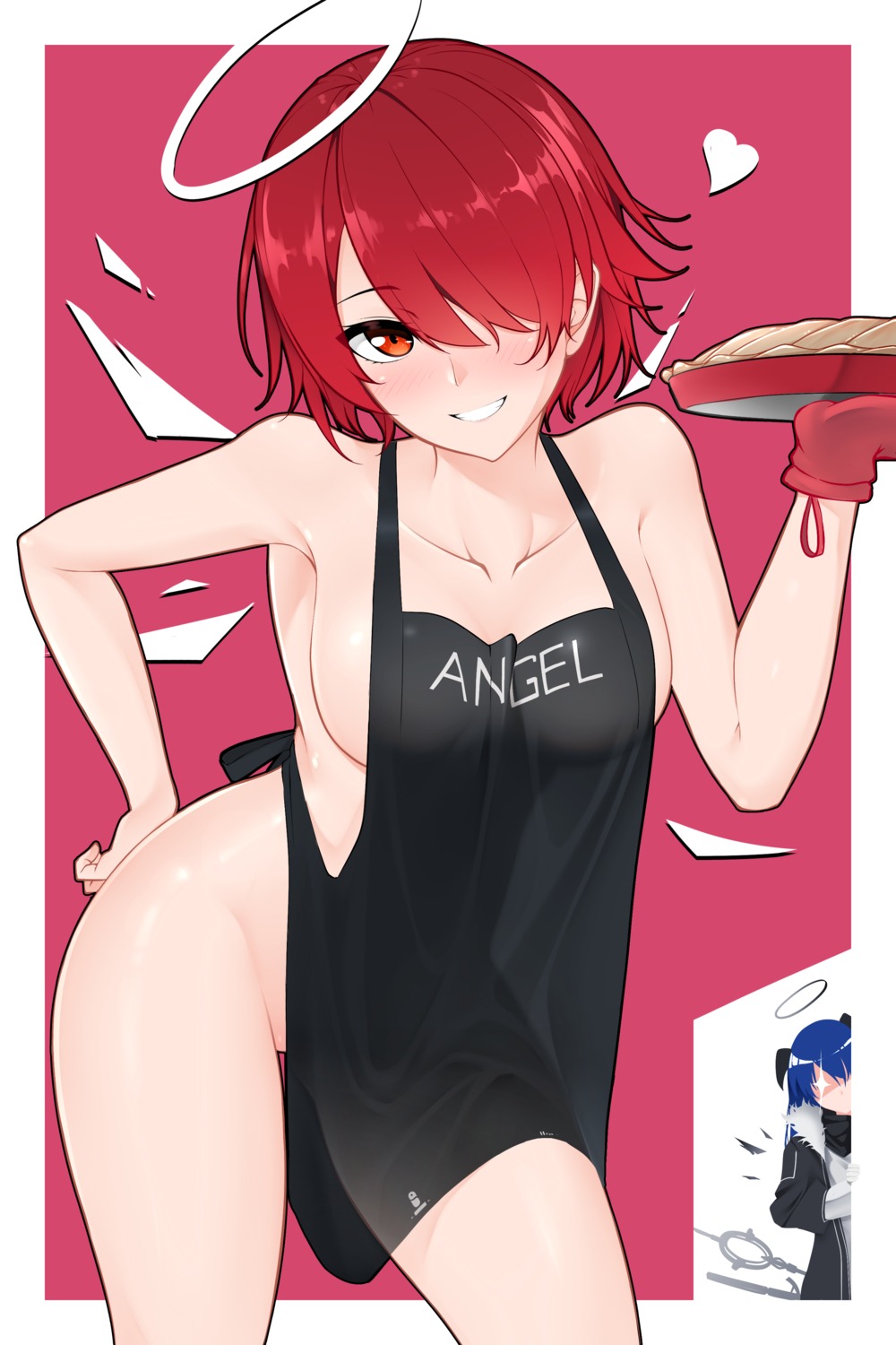 angel arknights exusiai_(arknights) horns naked_apron wings z.taiga
