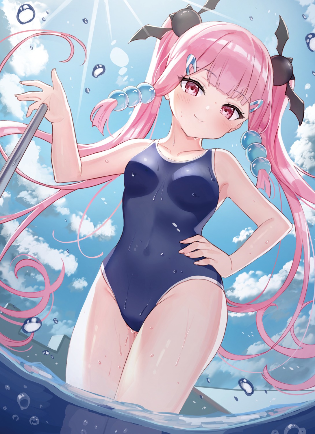 school_swimsuit swimsuits tsuki_usagi wet wings