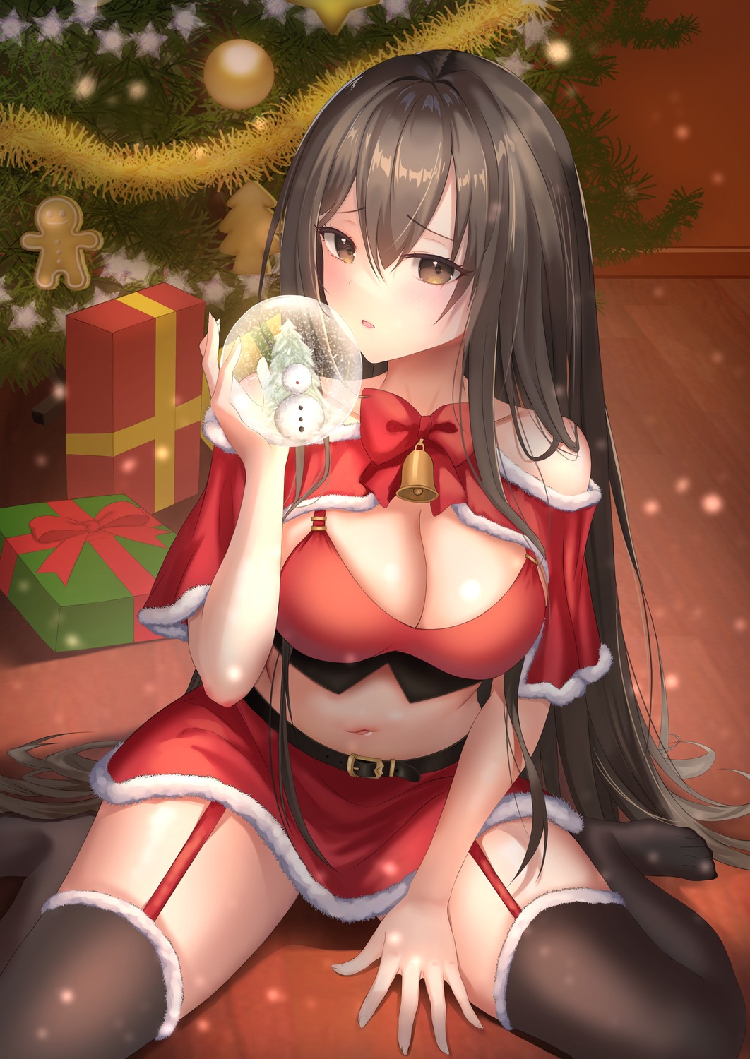 bikini_top christmas raura.shun stockings swimsuits thighhighs