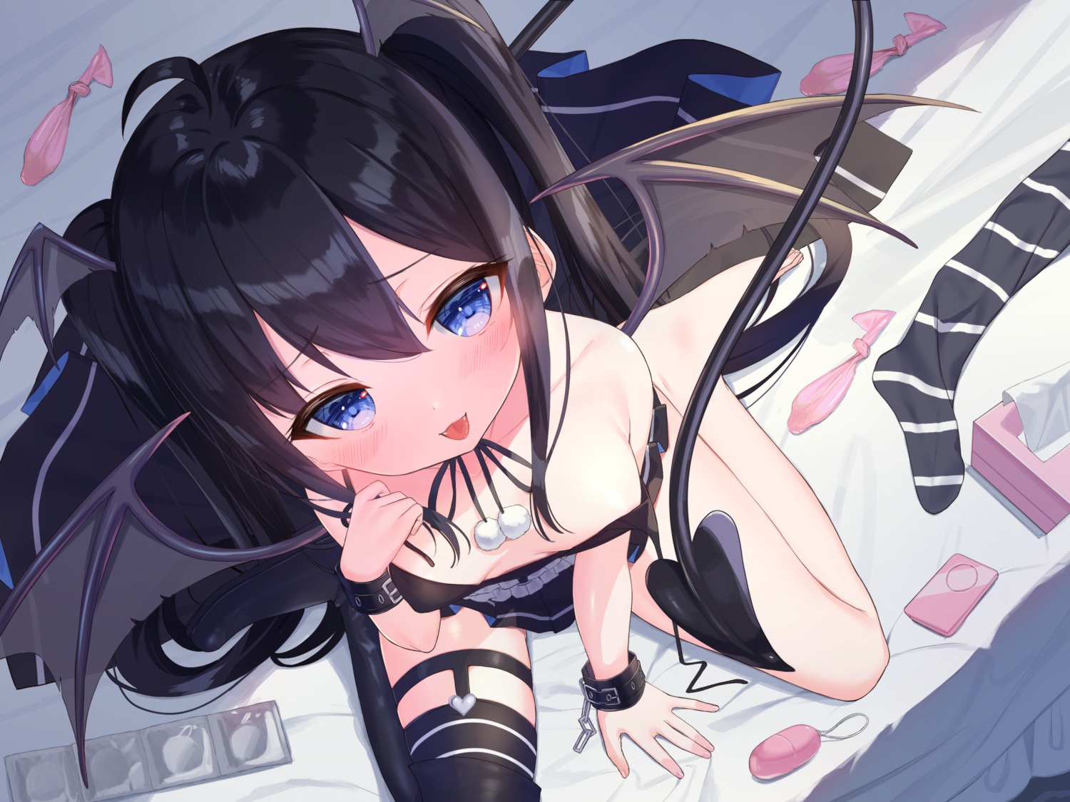 cum devil erect_nipples garter loli no_bra stockings tail thighhighs tsuki_usagi wings