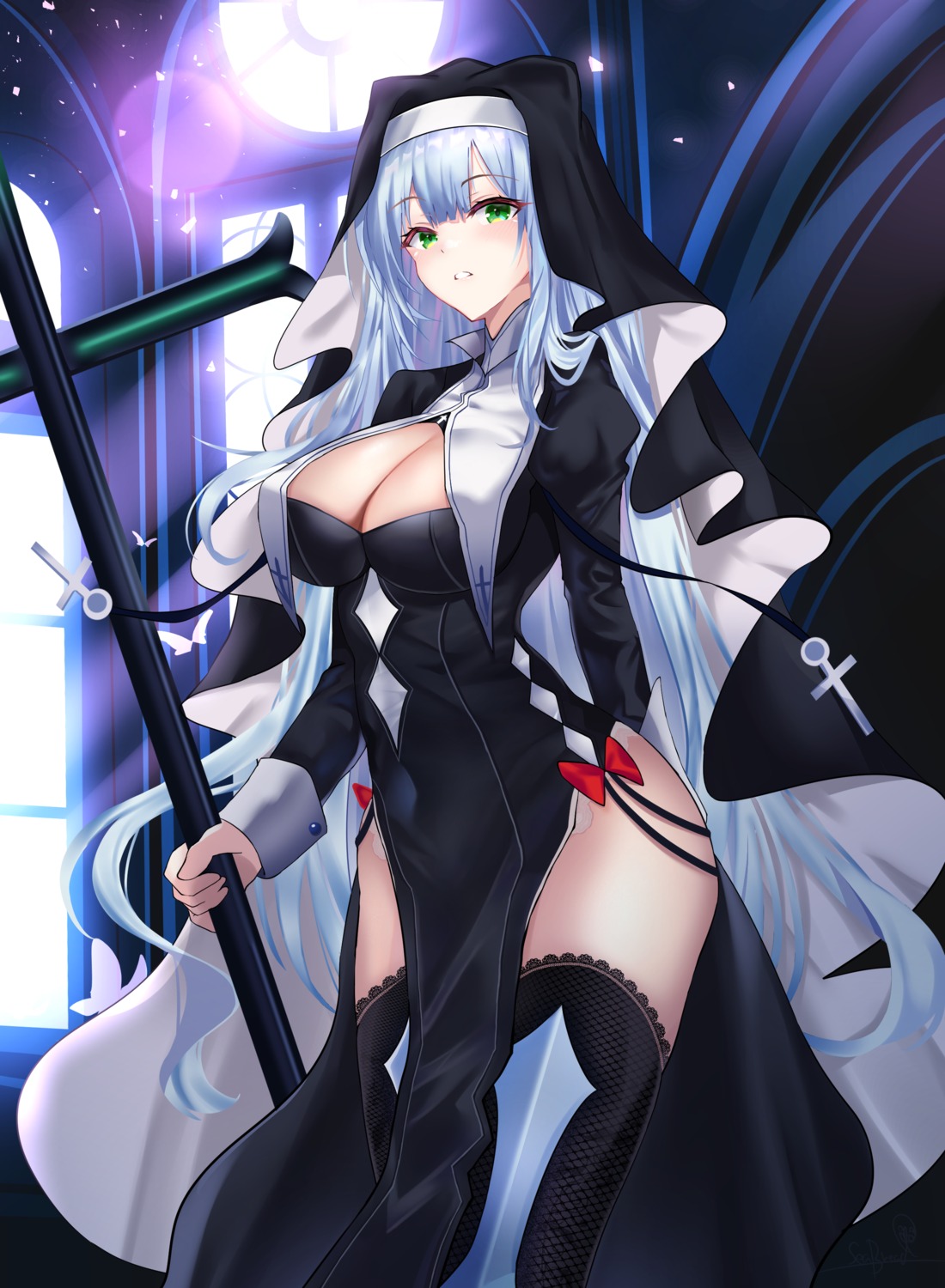 no_bra nun seabread thighhighs