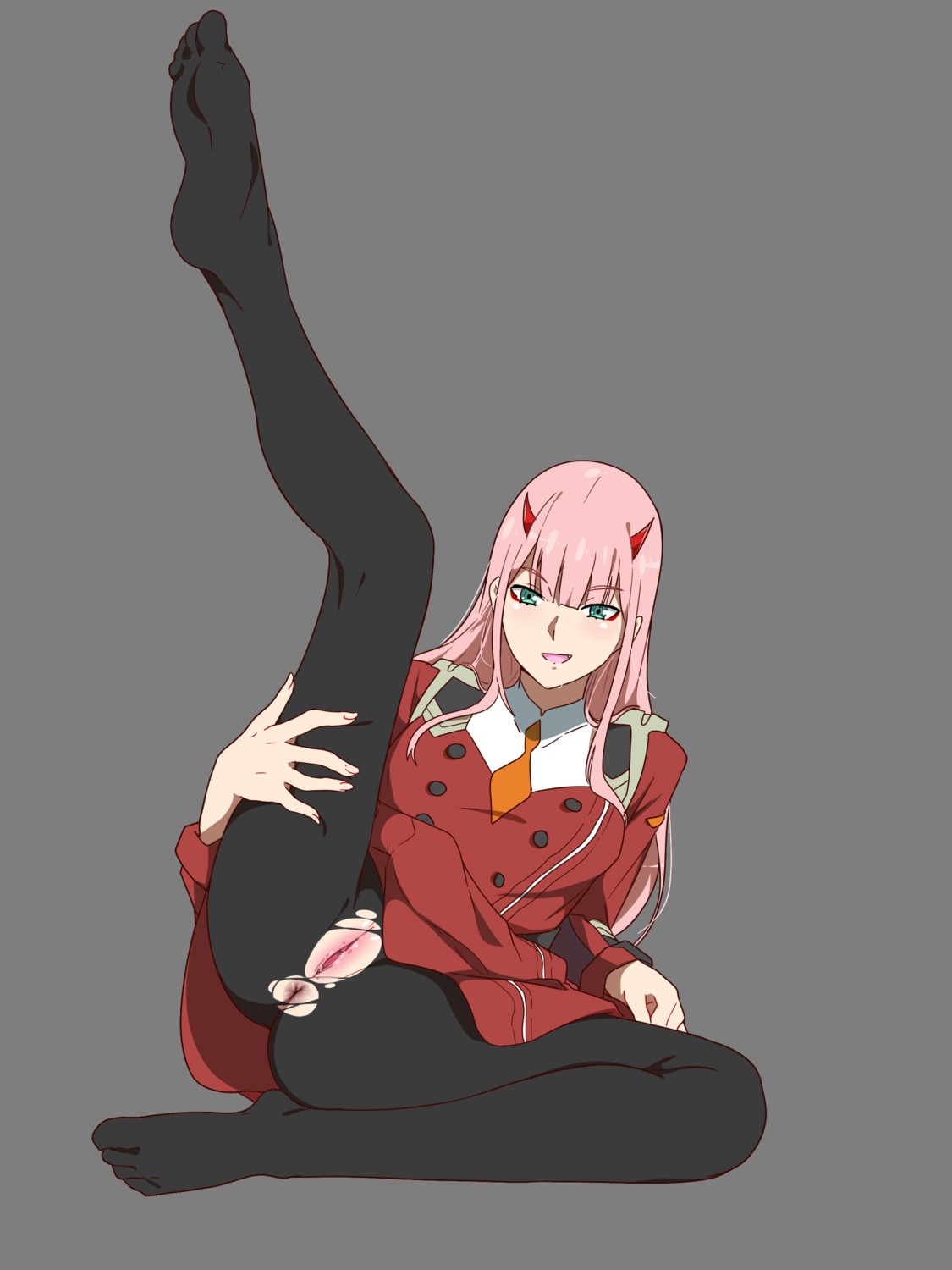 anus censored darling_in_the_franxx feet horns nopan pantyhose pussy sbel02 skirt_lift torn_clothes transparent_png uniform zero_two_(darling_in_the_franxx)