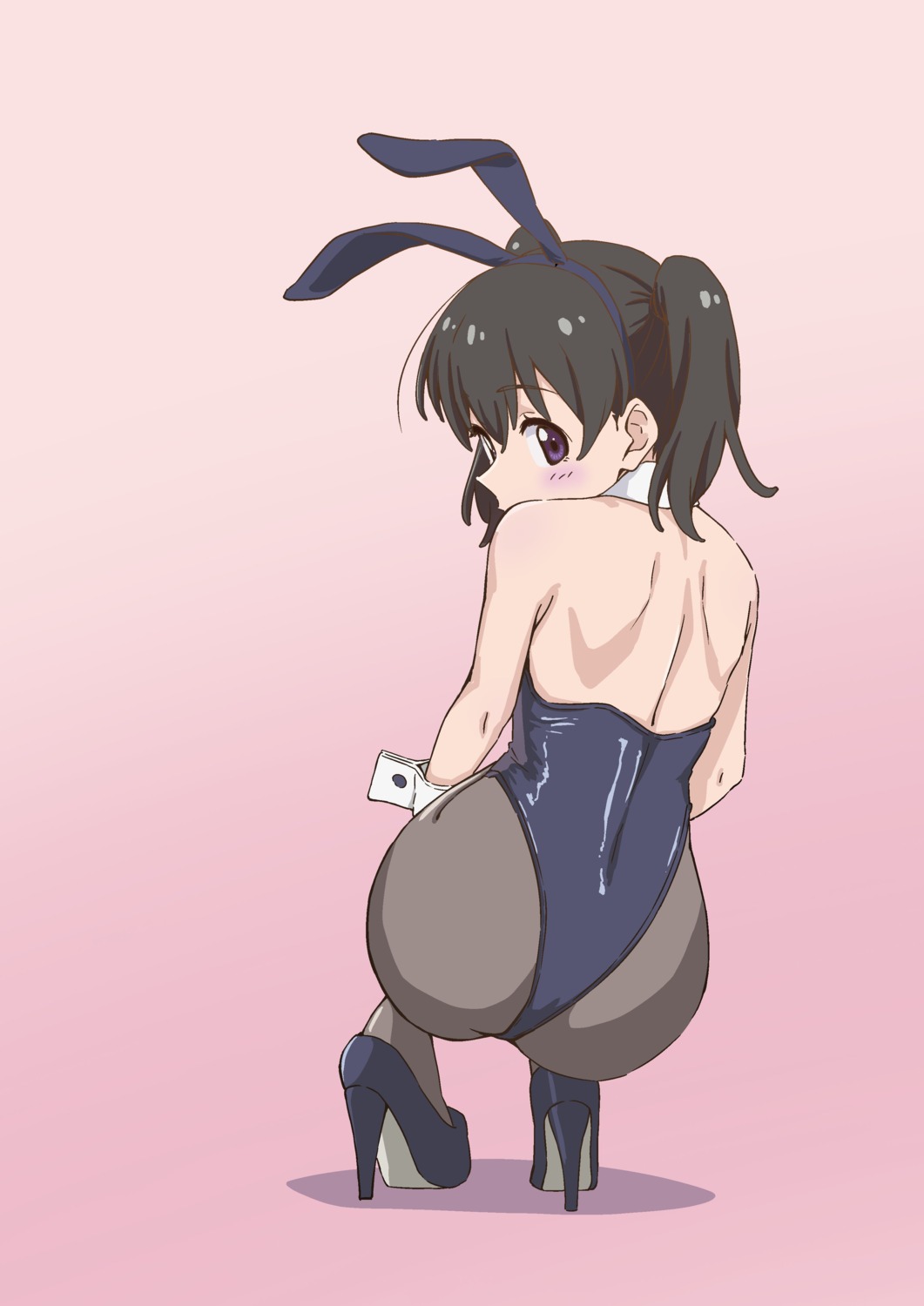 animal_ears ass bunny_ears bunny_girl heels kuraue_hinata natsukiyou1 no_bra pantyhose yama_no_susume
