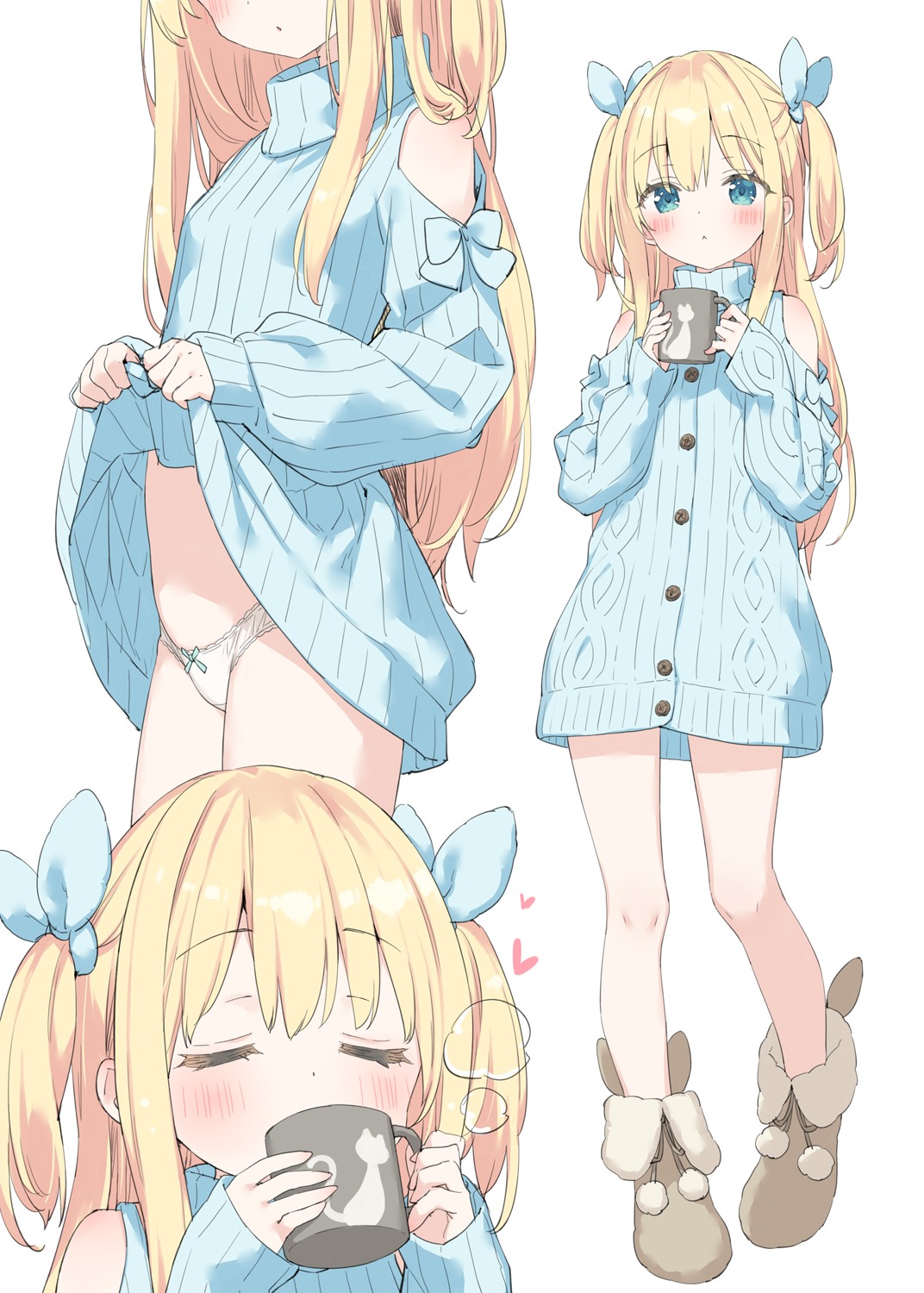 dress kani_biimu loli pantsu shimotsuki_potofu skirt_lift sweater