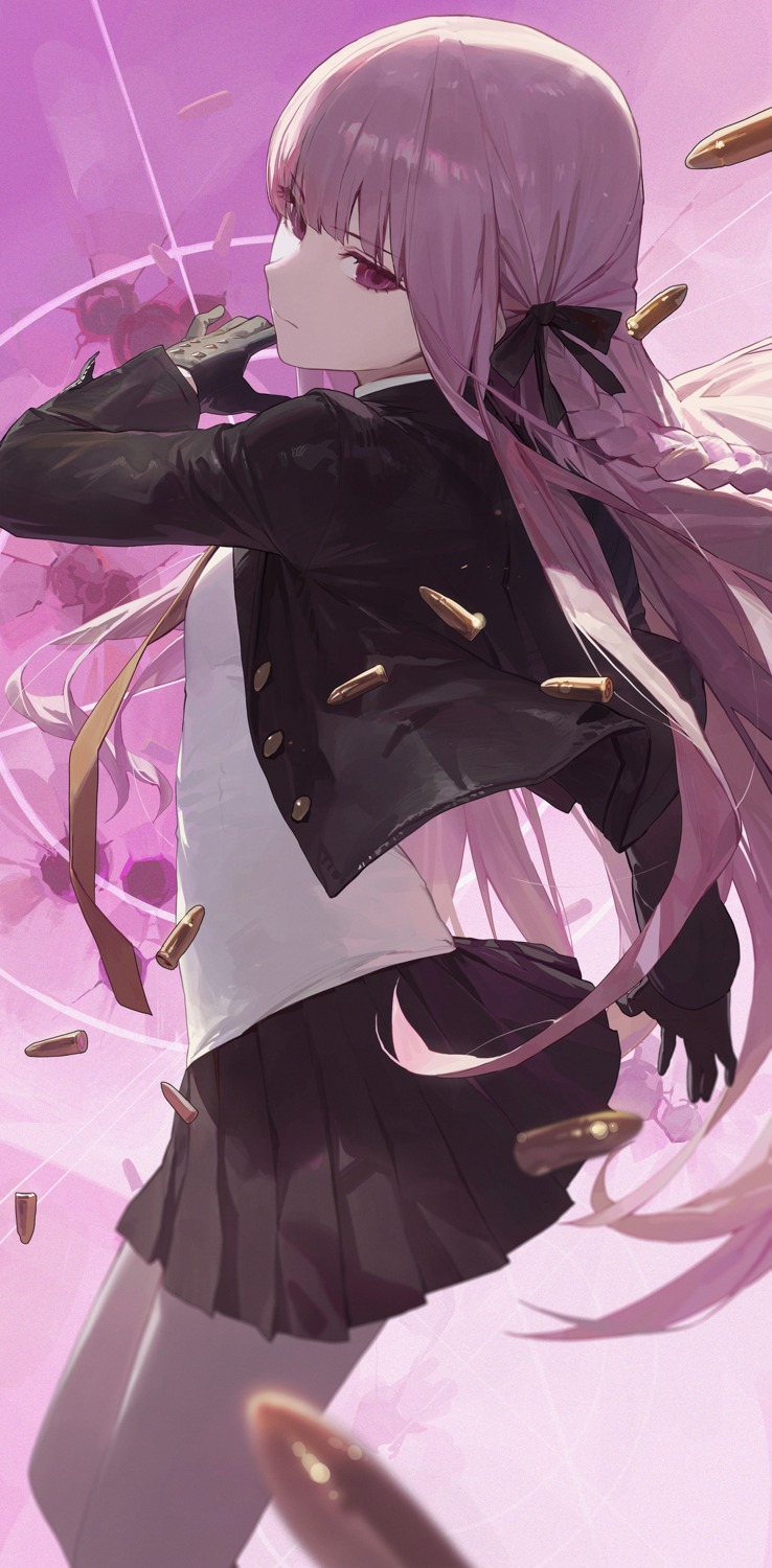 dangan-ronpa kirigiri_kyouko modare pantyhose seifuku skirt_lift