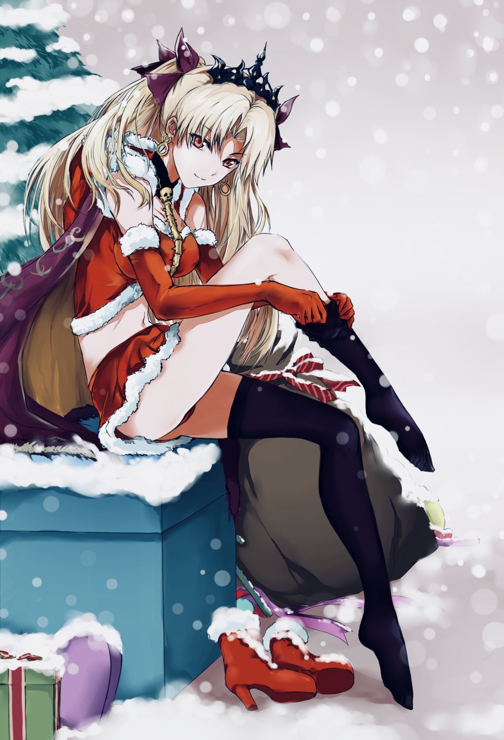 christmas ereshkigal_(fate/grand_order) fate/grand_order fengya thighhighs undressing