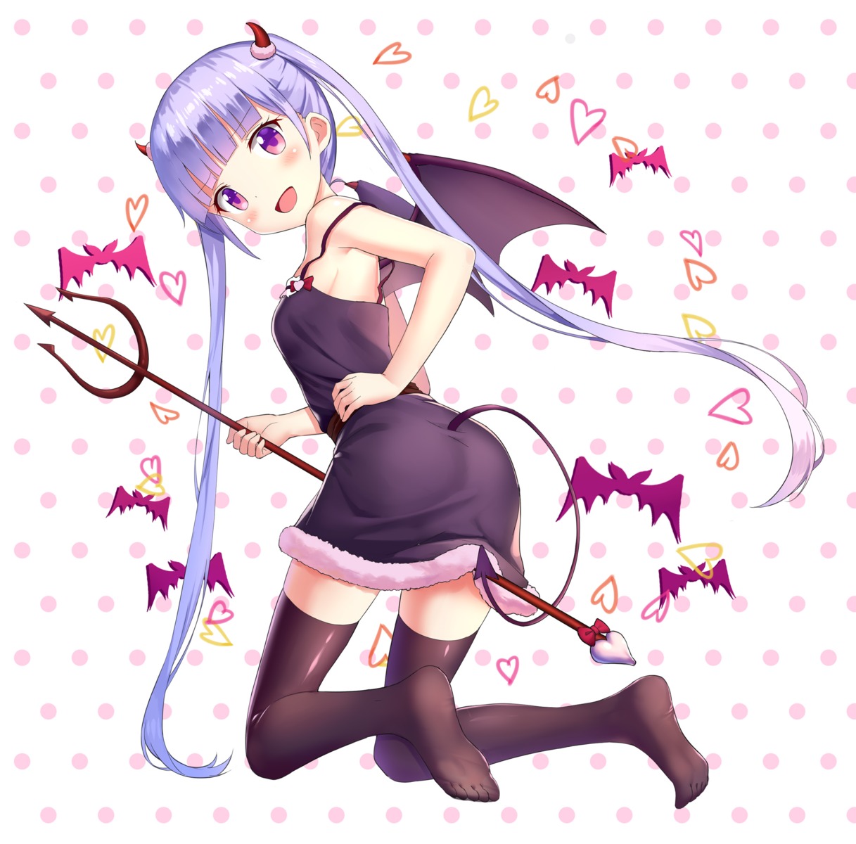 ass devil dress drogoth feet horns new_game! suzukaze_aoba tail thighhighs weapon wings