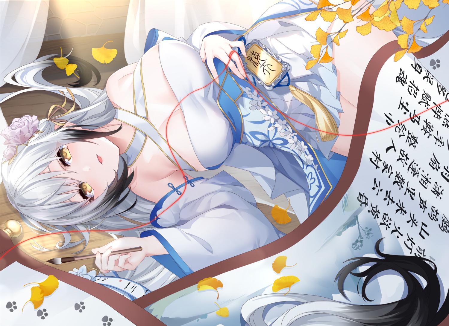 asian_clothes azur_lane hai_tien_(azur_lane) lingshalan no_bra