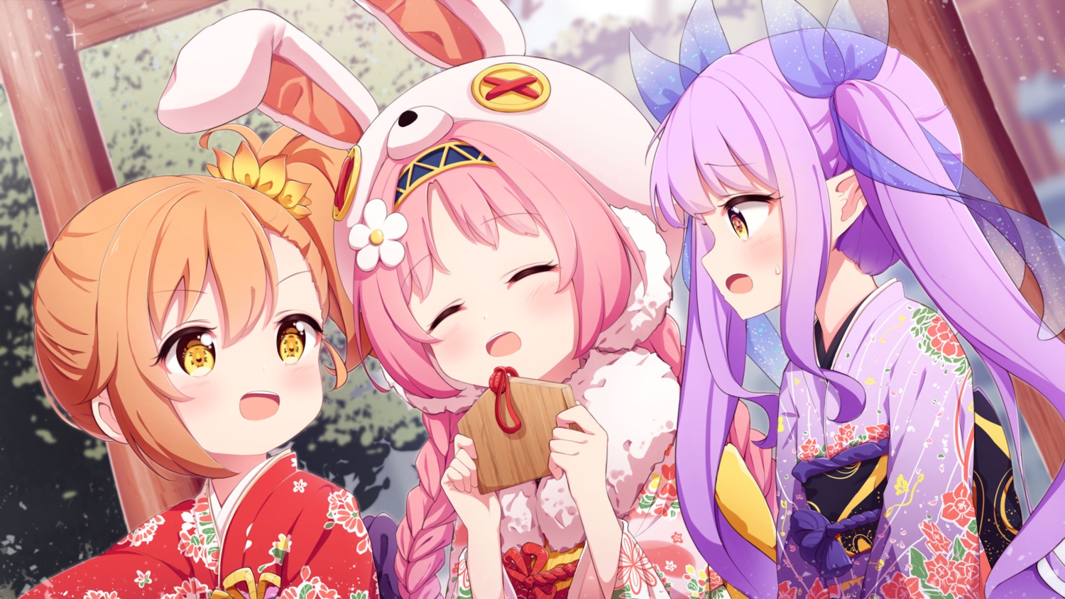 akane_mimi animal_ears bunny_ears hikawa_kyouka hodaka_misogi kimono pointy_ears princess_connect princess_connect!_re:dive tokenbox wallpaper