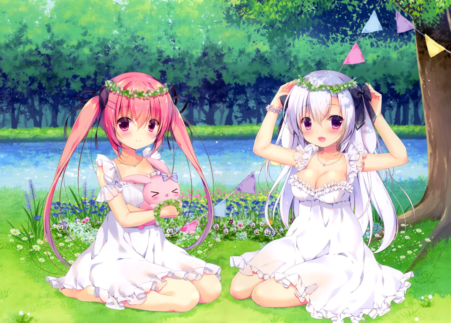 canvas+garden cleavage dress miyasaka_miyu niwasaka_rira no_bra shionomiya_richer summer_dress