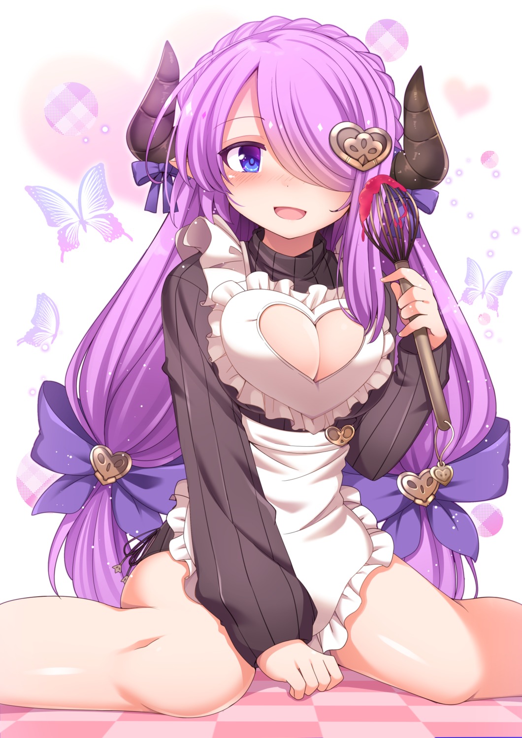 aoi_yuki_(gi66gotyo) cleavage granblue_fantasy horns narumeia_(granblue_fantasy) pointy_ears sweater