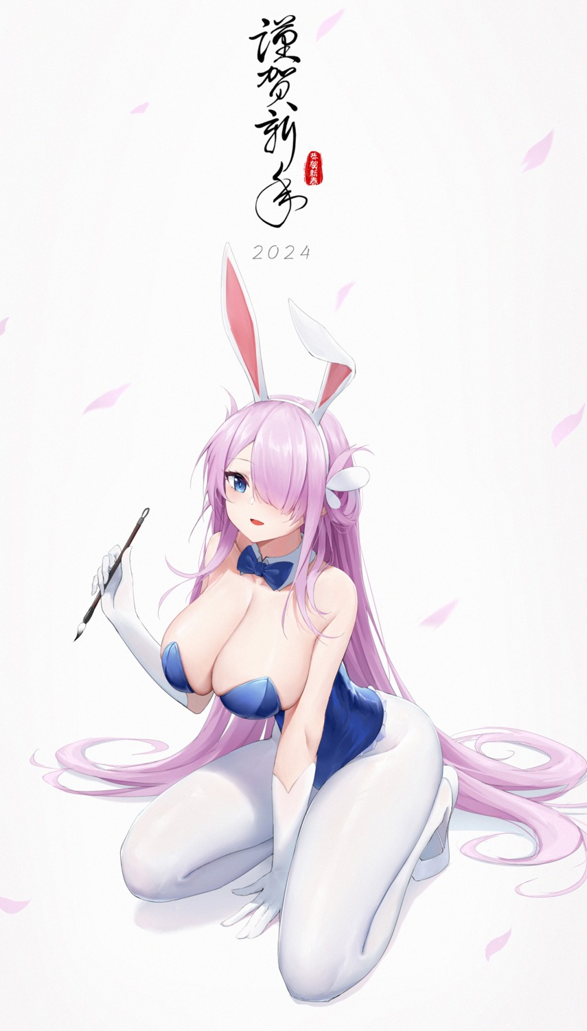 animal_ears azur_lane bunny_ears bunny_girl kafeifeifeifeifeifei_jiemo_jun louisville_(azur_lane) no_bra pantyhose