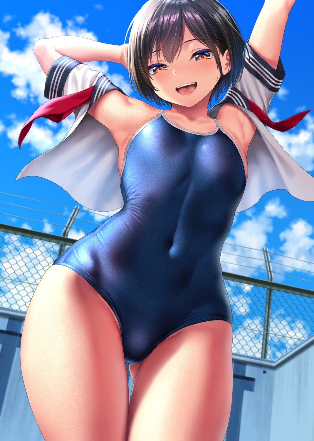 erect_nipples kase_daiki school_swimsuit seifuku swimsuits