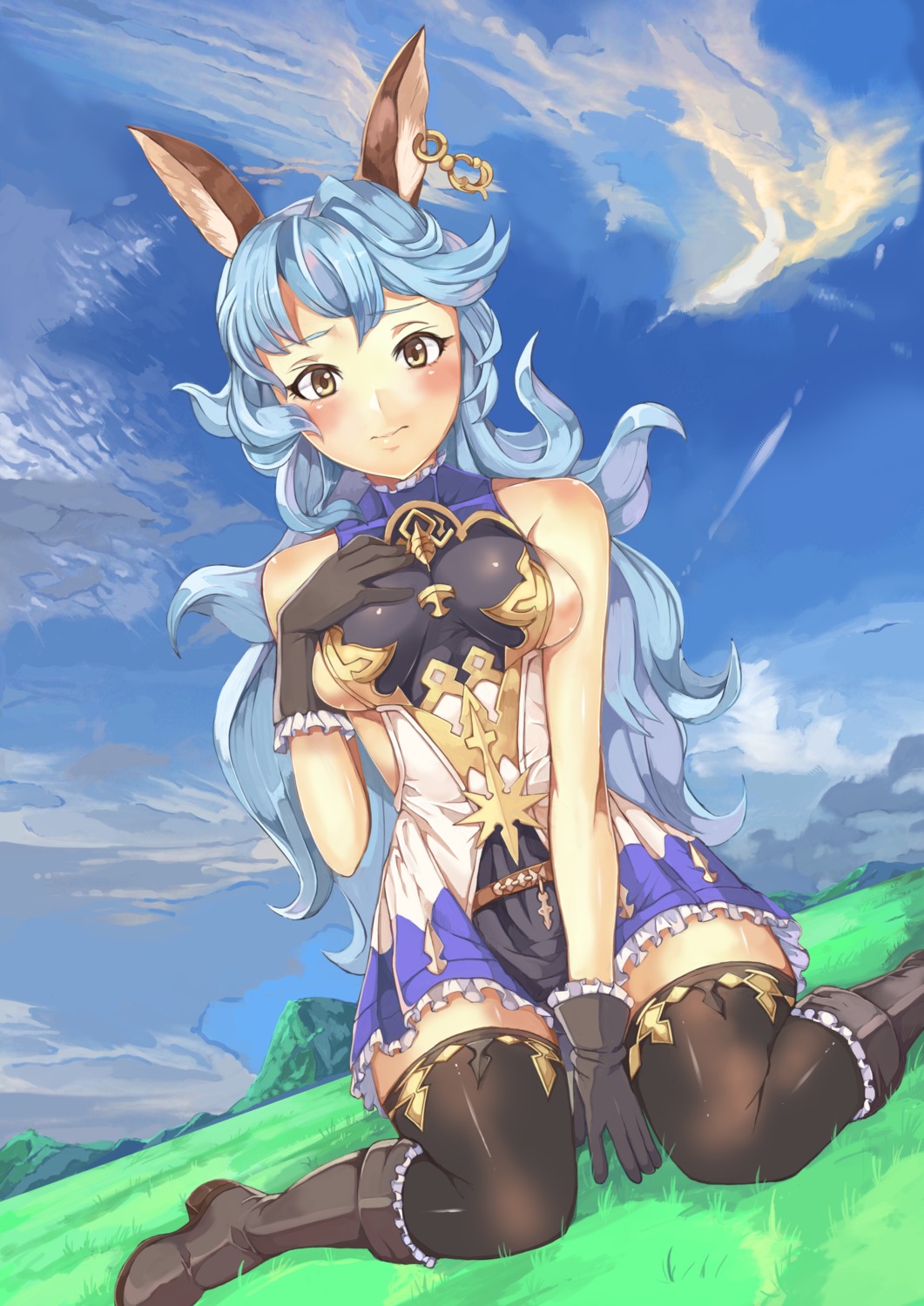 animal_ears breast_hold dress ferry_(granblue_fantasy) granblue_fantasy heels no_bra pm_tii_(matuko1024) thighhighs