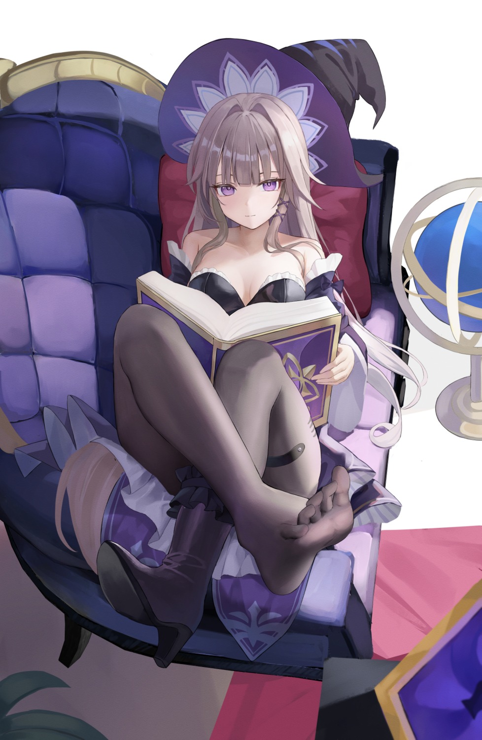 cleavage feet garter heels herta honkai:_star_rail i_ruru no_bra pantyhose witch