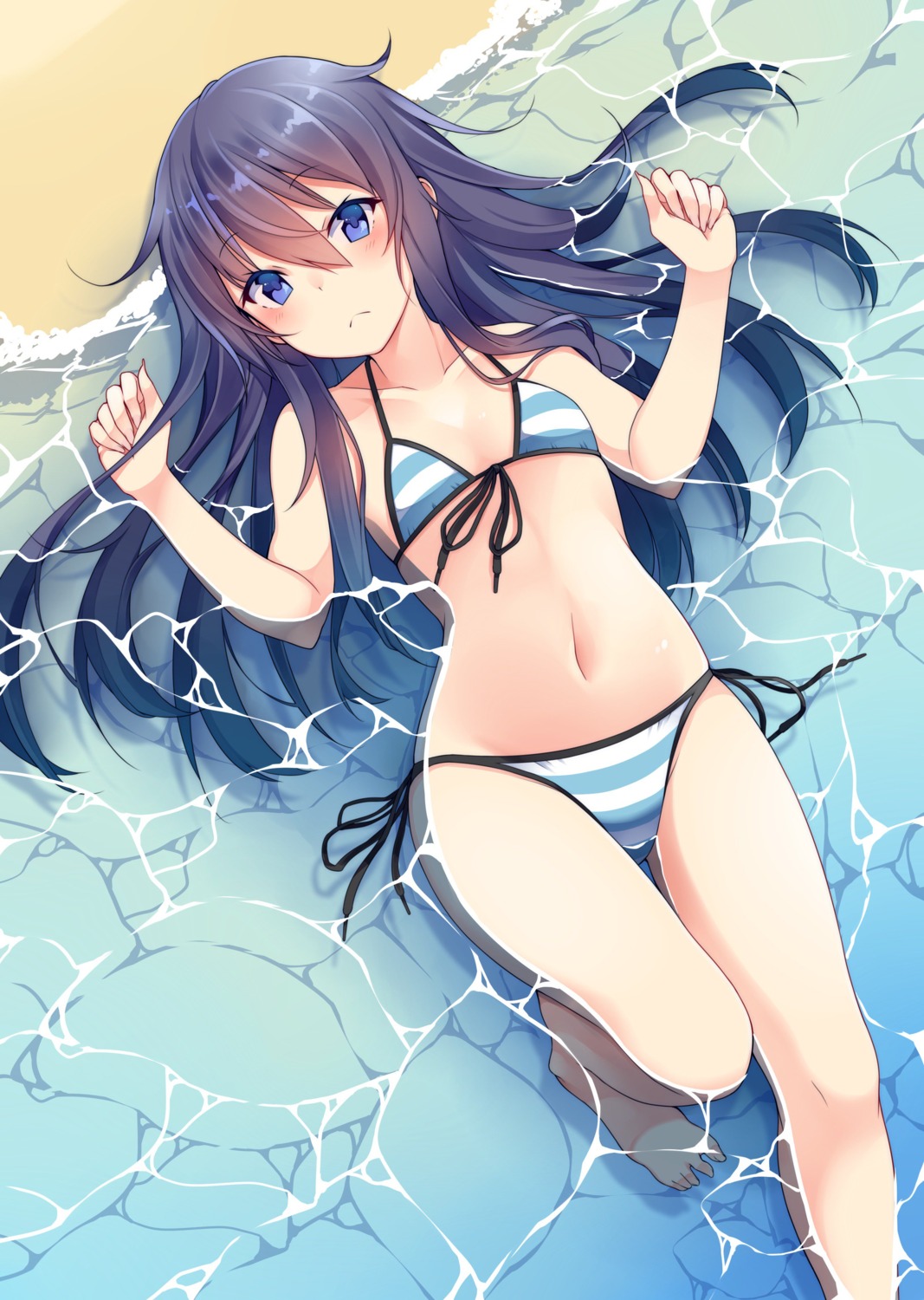 akatsuki_(kancolle) bikini cleavage kantai_collection matsunoki swimsuits wet