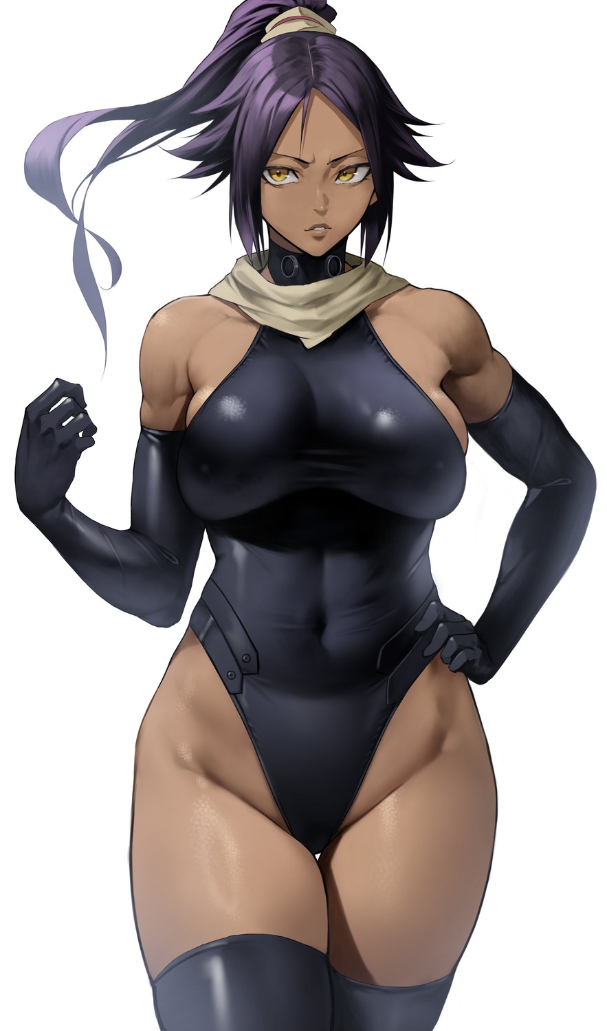 bleach leotard shihouin_yoruichi thighhighs yoshio_(55level)