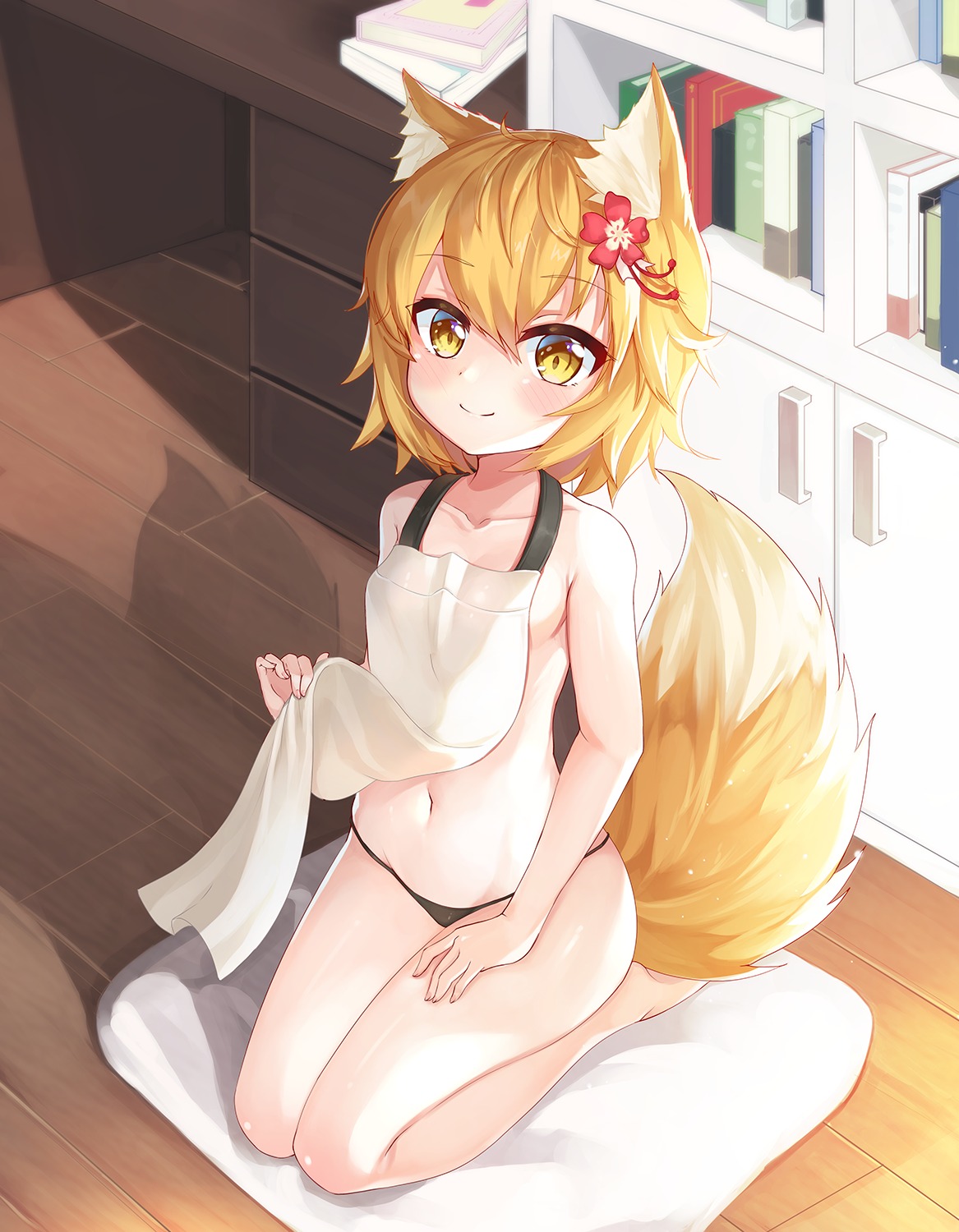 2drr animal_ears kitsune loli naked_apron pantsu senko-san sewayaki_kitsune_no_senko-san tail