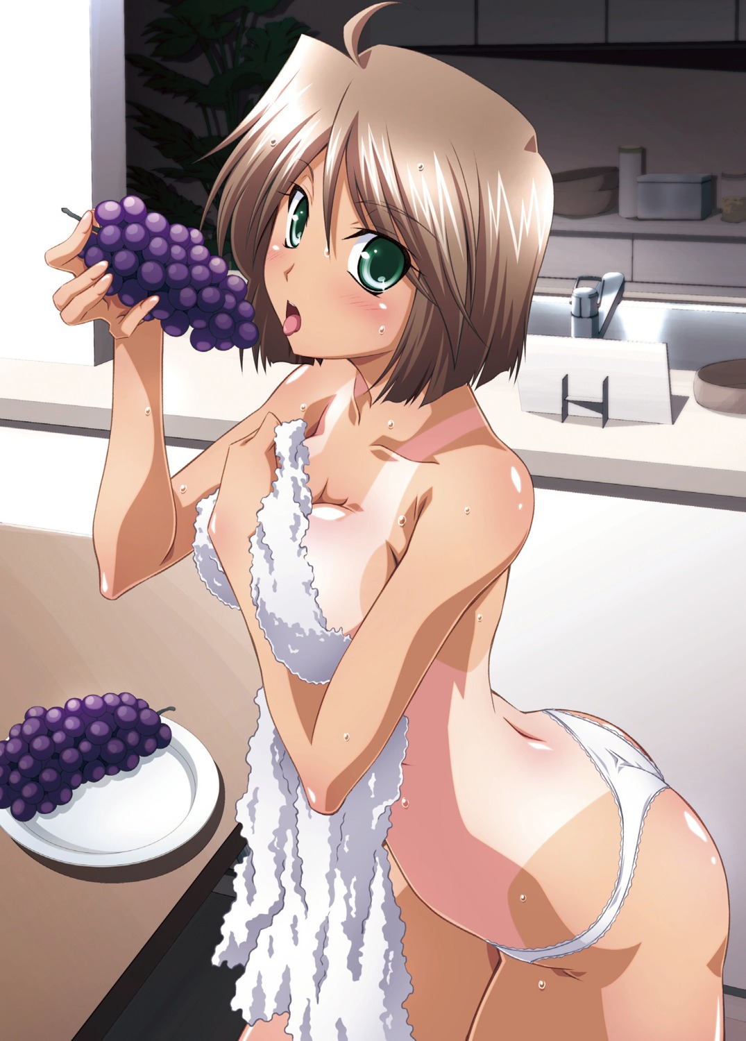 izumi_mahiru jpeg_artifacts pantsu tan_lines topless towel