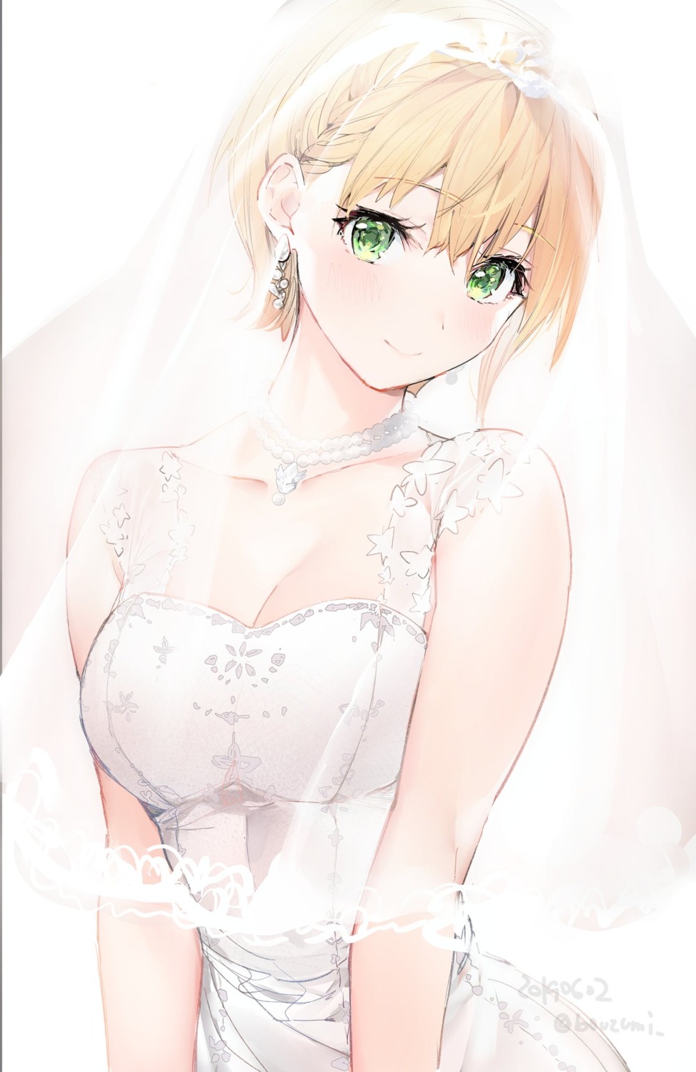 cleavage dress miyamoto_frederica the_idolm@ster the_idolm@ster_cinderella_girls umibouzu wedding_dress