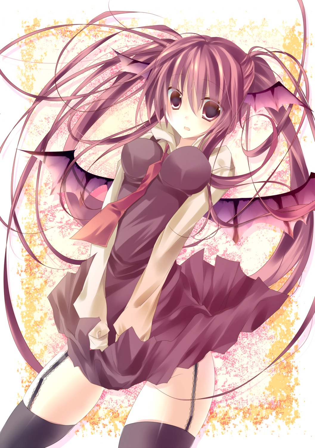 kisaragi_kiriha koakuma nopan stockings thighhighs touhou wings