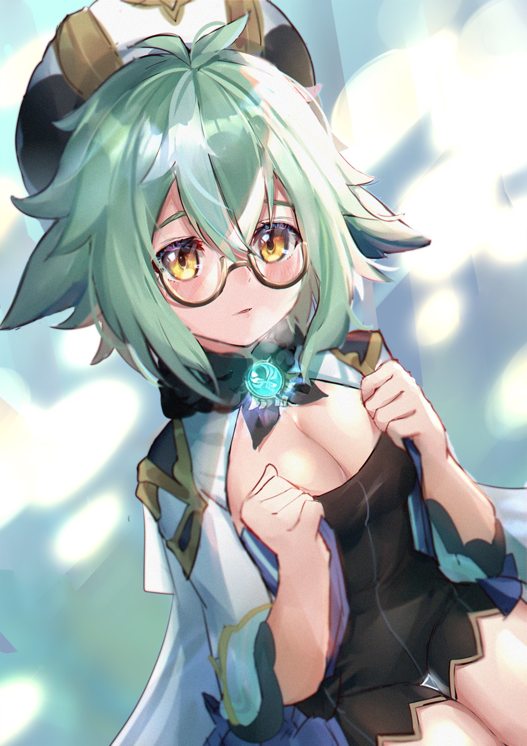 bobo_(6630978) cleavage genshin_impact megane sucrose