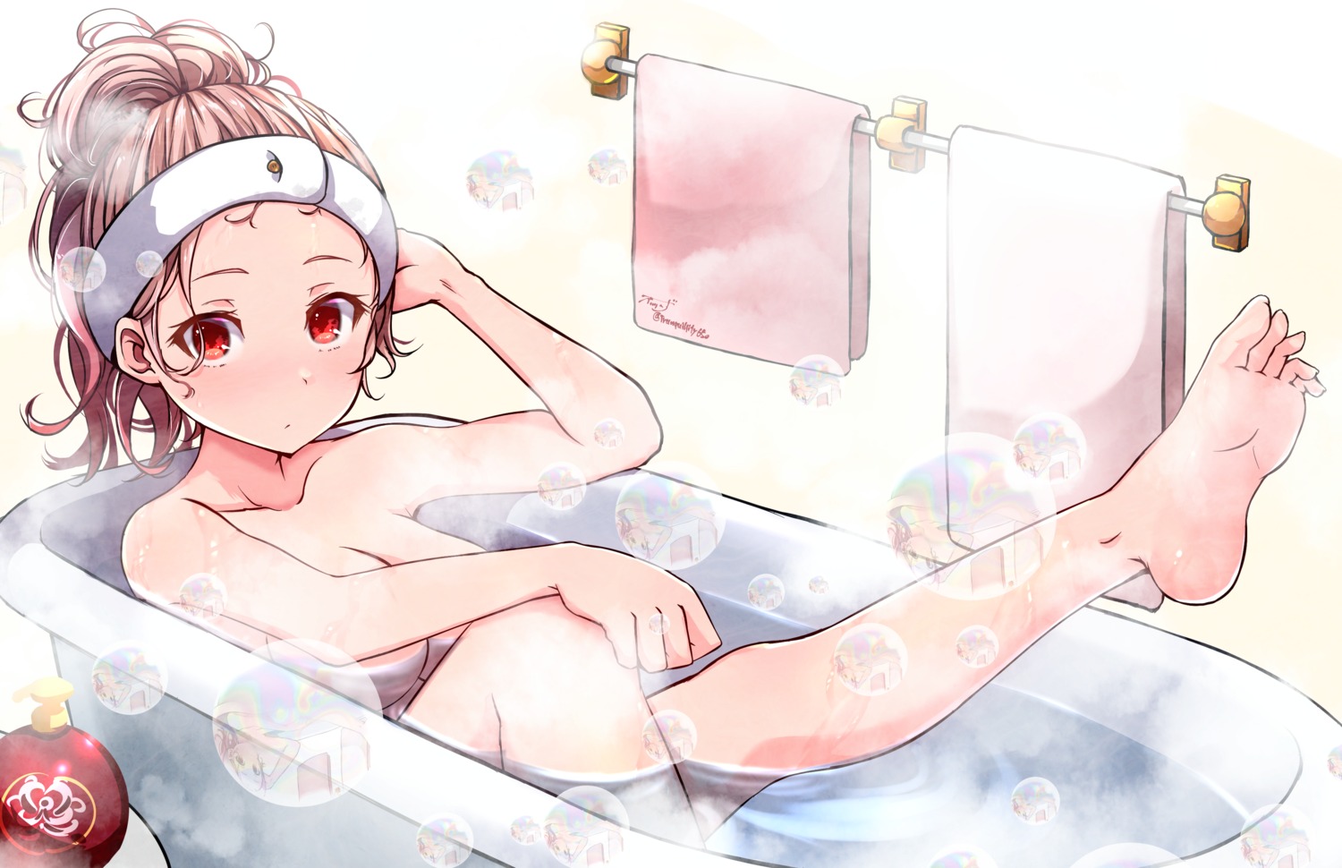 baileys_(tranquillity650) bathing kantai_collection naked wet yuudachi_(kancolle)