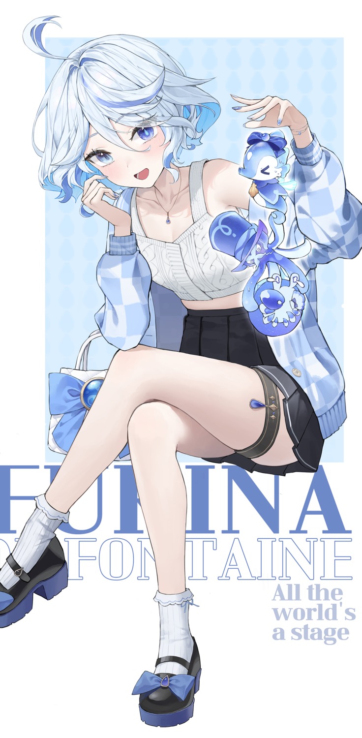 furina garter genshin_impact heterochromia skirt_lift tem