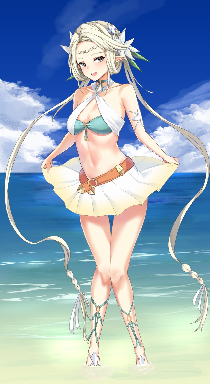 bikini_top epic7 iseria_(epic7) pointy_ears skirt_lift swimsuits twomoon wet