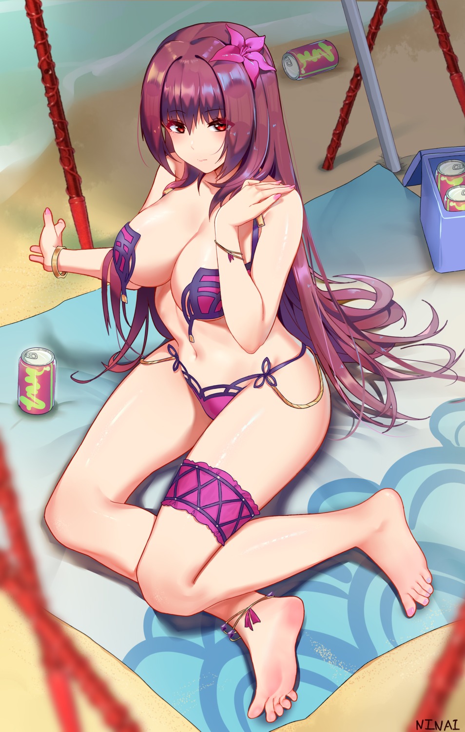 bikini fate/grand_order garter ninai scathach_(fate/grand_order) swimsuits