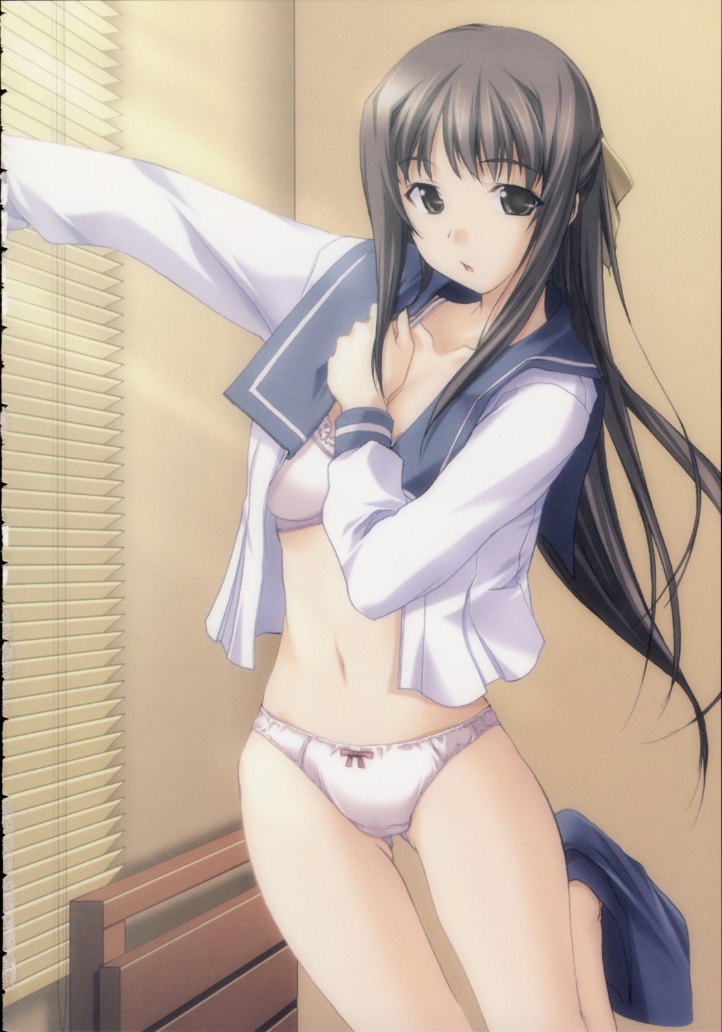 bra hizuki_ayumi kawagishi_keitarou open_shirt pantsu shin_ringetsu undressing