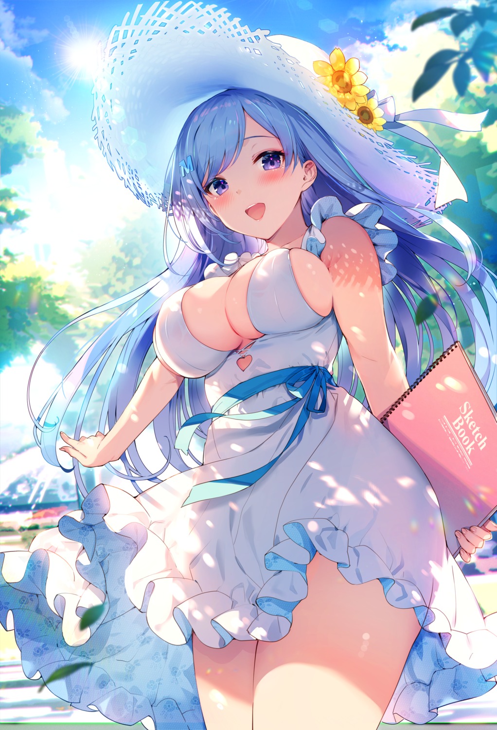 dress emori_miku emori_miku_project katto_(viking) no_bra skirt_lift summer_dress